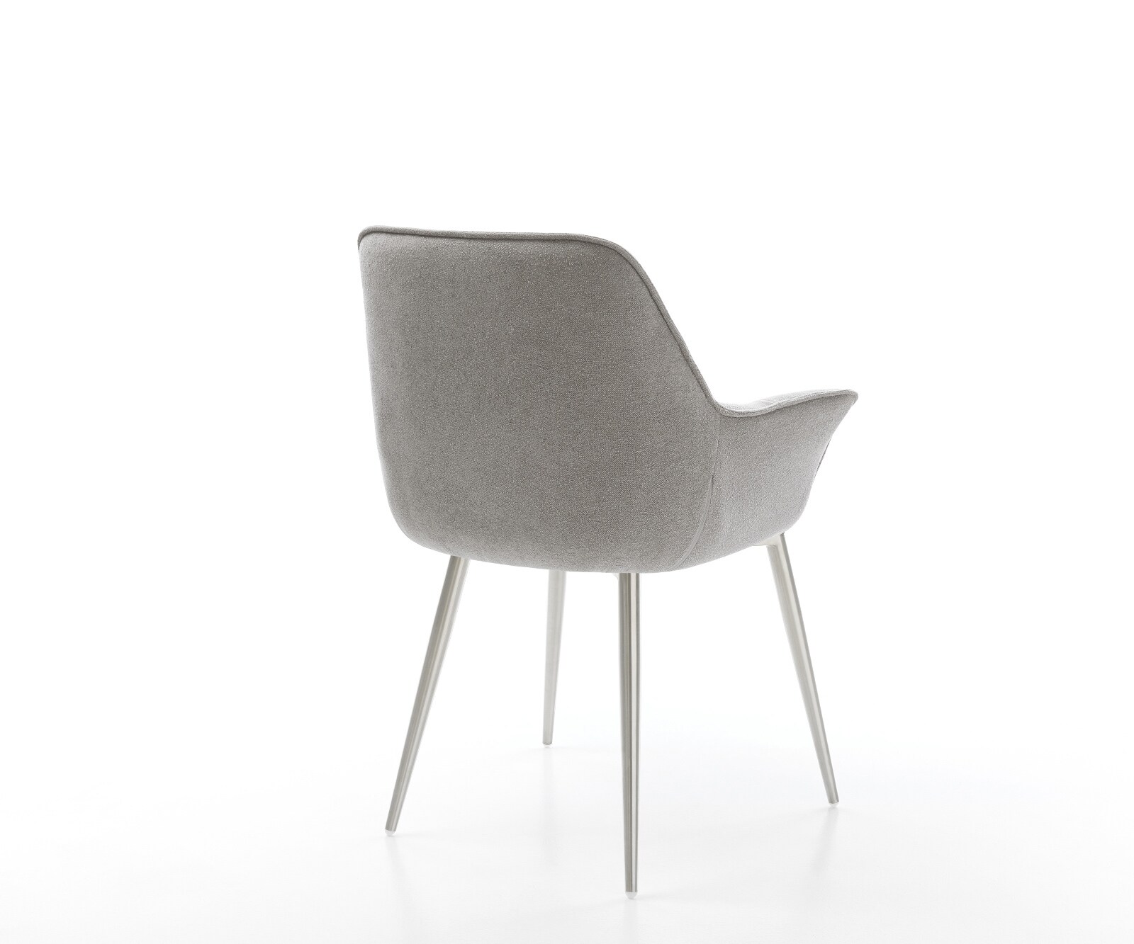 Chaise-de-salle-à-manger Kaira-Flex tissu structuré doux gris 4 pieds coniques acier inoxydable 5