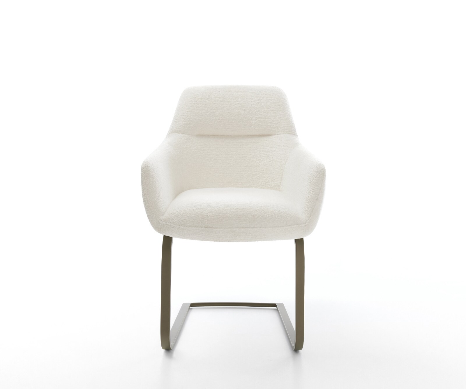 Cantilever Pejo-Flex bouclé doux beige pied cantilever plat aspect titane resorts ensachés 1