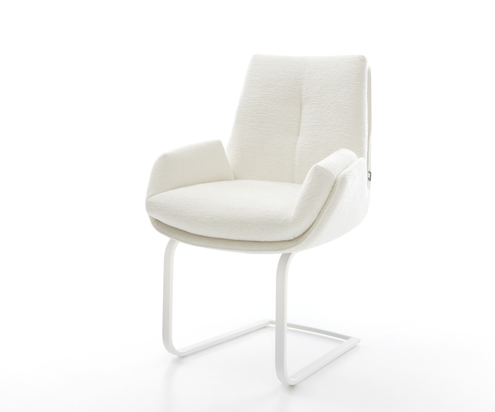 Cantilever Clea-Flex bouclé doux beige pied cantilever plat blanc 1