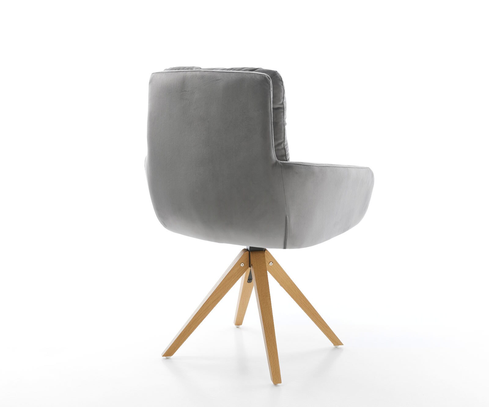 Chaise-de-salle-à-manger Abelia-Flex avec accoudoirs velours gris pied en bois angulaire naturel 4 Chaise-de-salle-à-manger Abelia-Flex avec accoudoirs velours gris pied en bois angulaire naturel 4