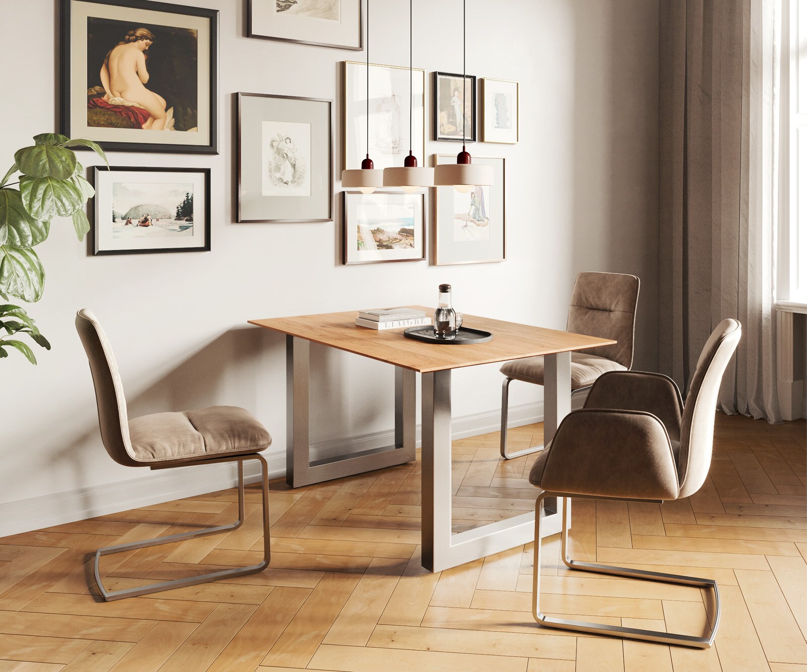 Table-à-manger Edge 140x90 acacia nature acier inoxydable large bord suisse 5 Table-à-manger Edge 140x90 acacia nature acier inoxydable large bord suisse 5