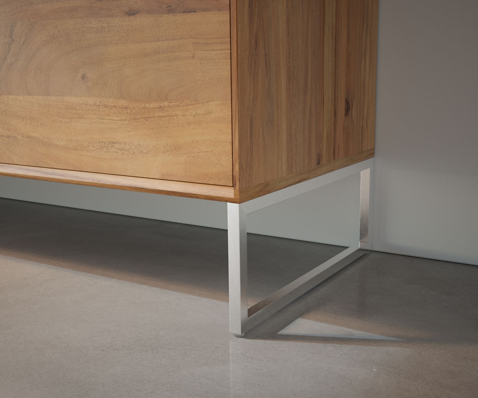 Pied-patin étroit 15 cm inoxydable brossé pour meubles à caisson de profondeur 40-45 cm (lot de 2) 2