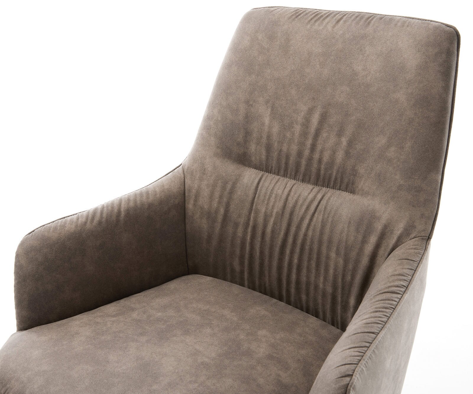 Chaise-pivotante Zelia-Flex microvelours taupe vintage pied croisé large noir pivotement sur 360° fonction bascule ressorts ensachés 3
