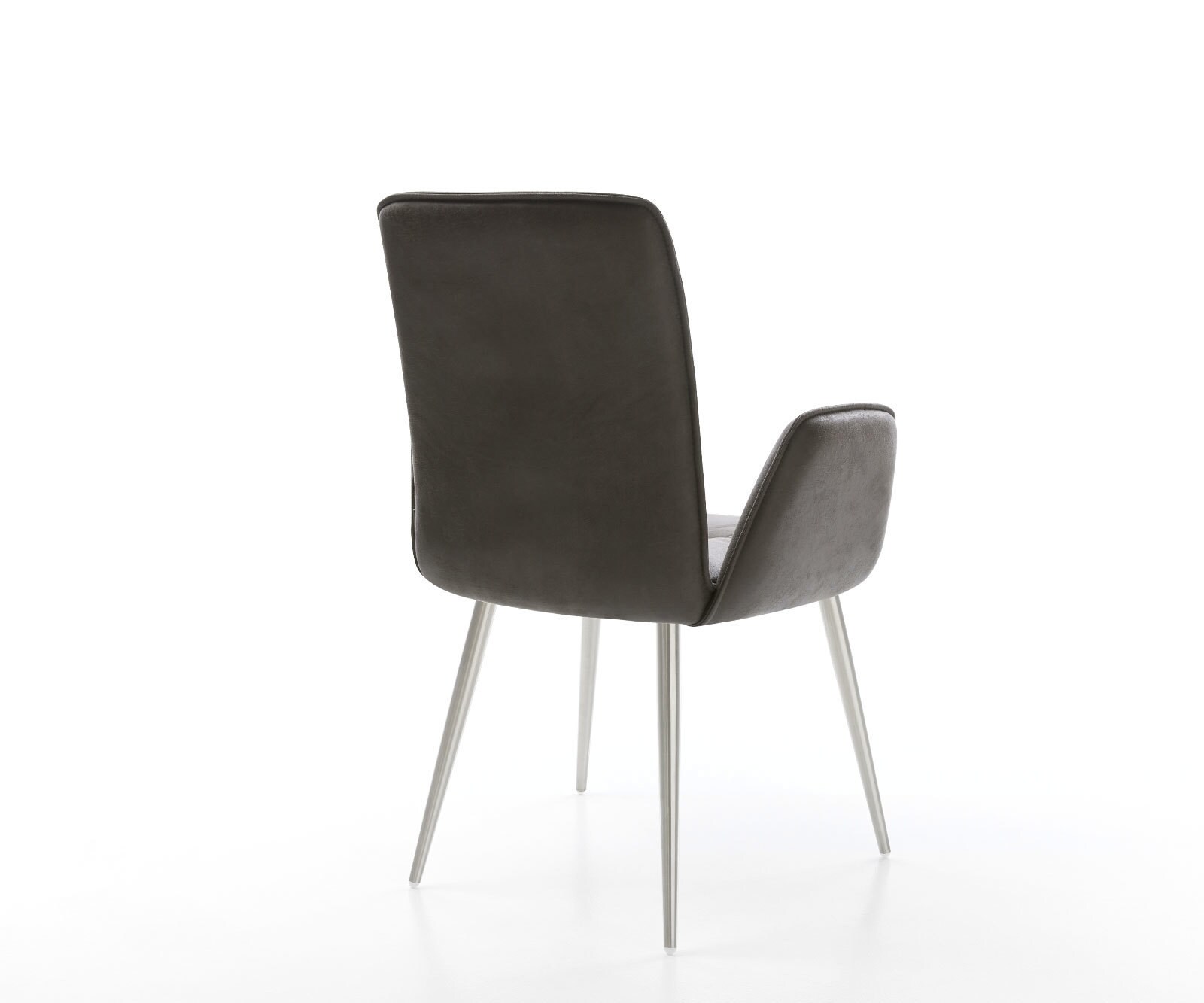 Chaise-de-salle-à-manger Vinja-Flex microvelours anthracite vintage 4 pieds coniques acier inoxydable brossé 4