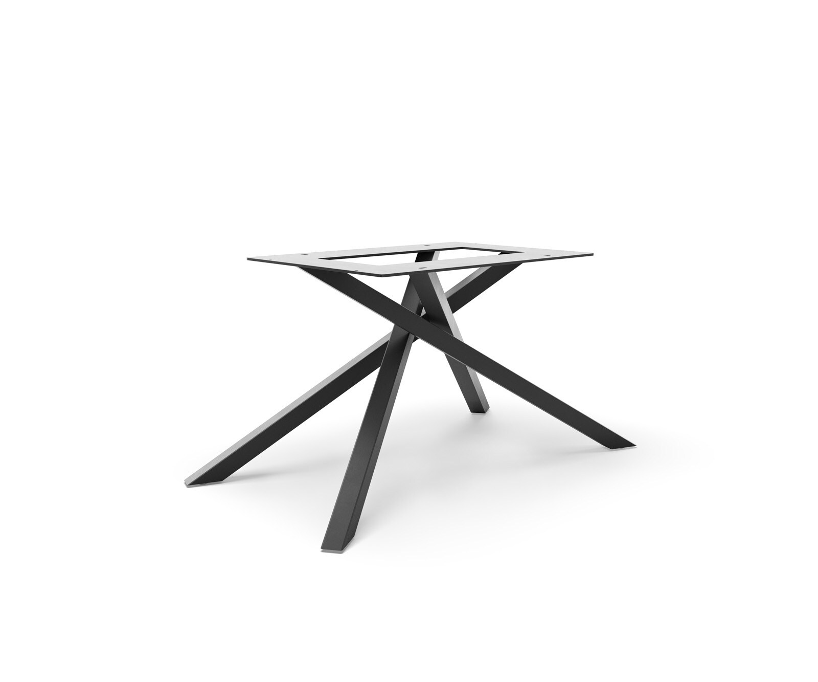Cadre croisé rectangle en métal noir pour plateaux de table à partir de 200 cm