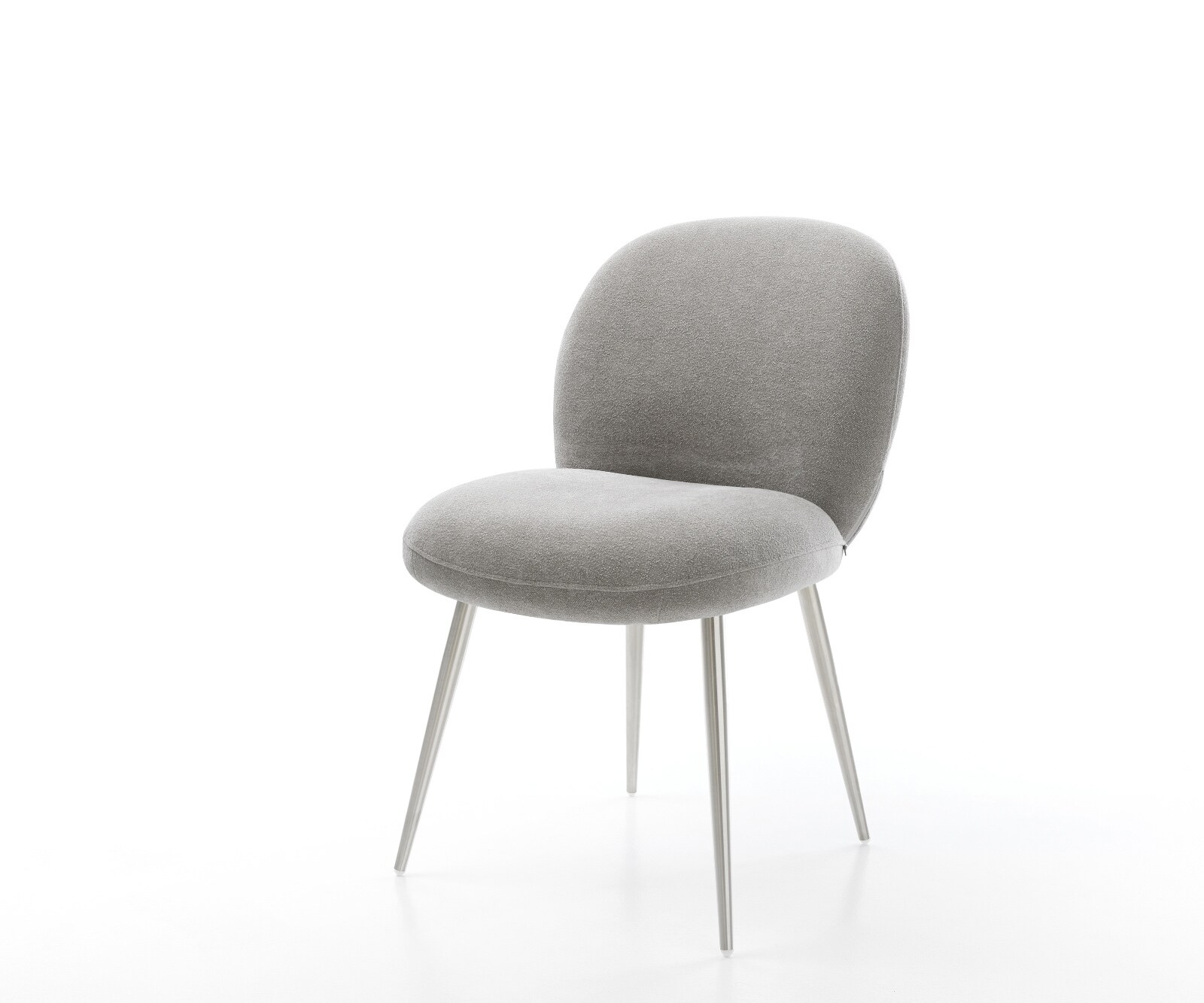 Chaise-de-salle-à-manger Nube-Flex tissu structuré doux gris 4 pieds coniques acier inoxydable resorts ensachés 1