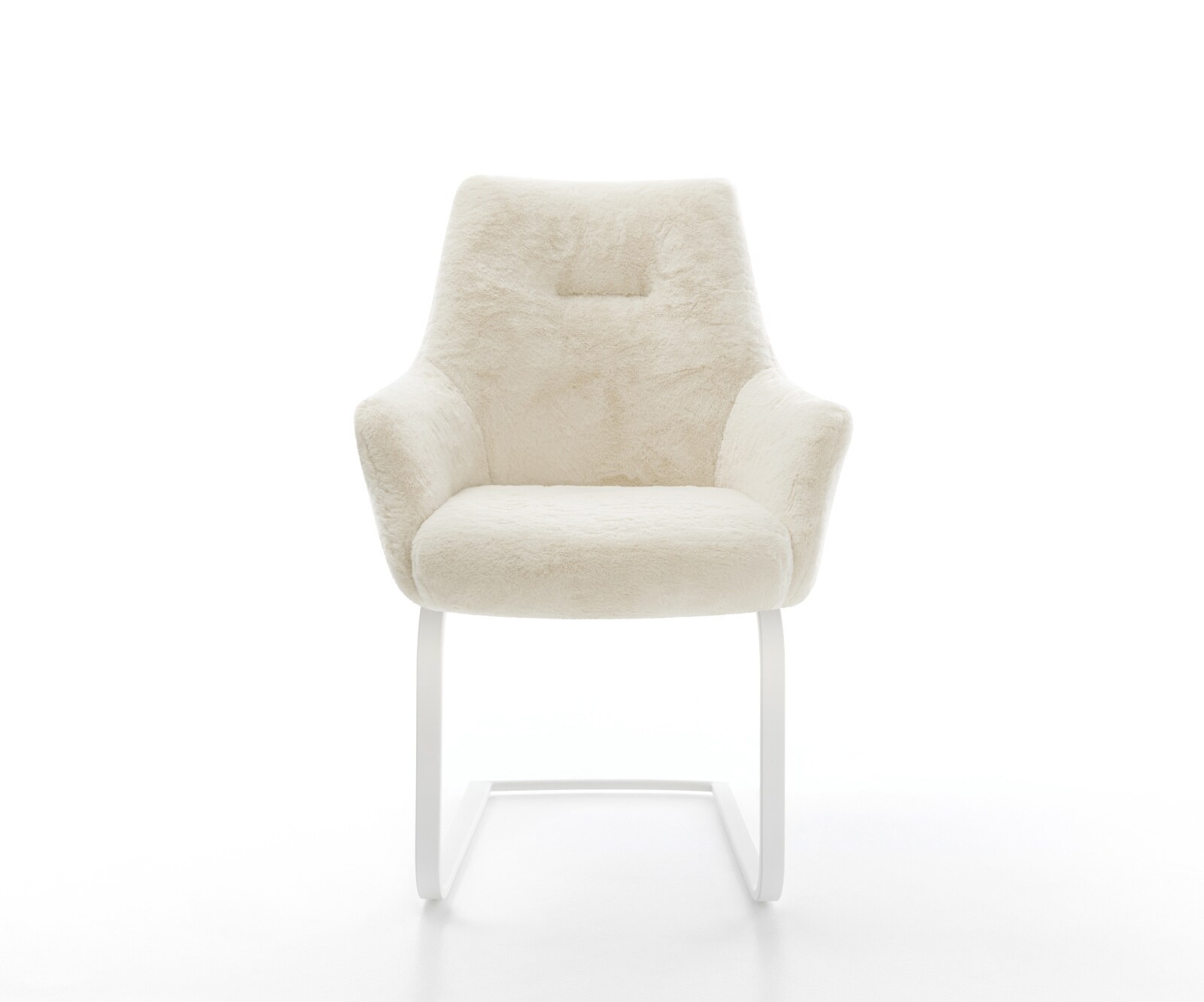 Cantilever Alja-Flex avec accoudoirs peluche crème-blanc pied cantilever plat blanc resorts ensachés 1