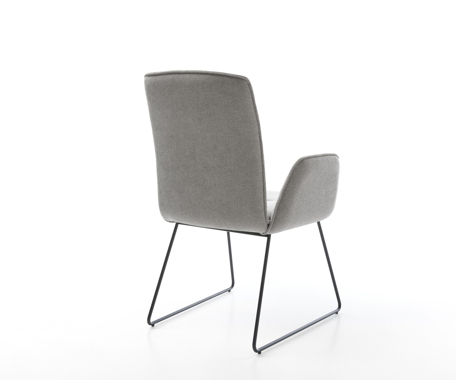 Chaise-de-salle-à-manger Vinja-Flex tissu structuré doux gris pied trapèze noir 4