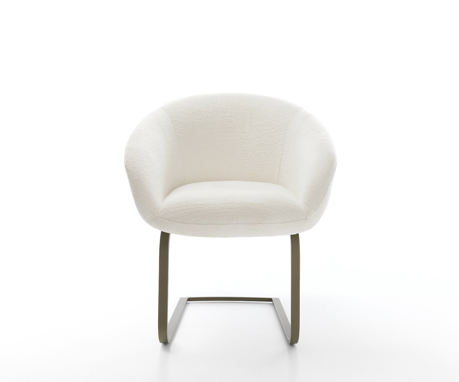 Cantilever Vinka-Flex avec accoudoirs bouclé doux beige pied cantilever plat aspect titane resorts ensachés 2