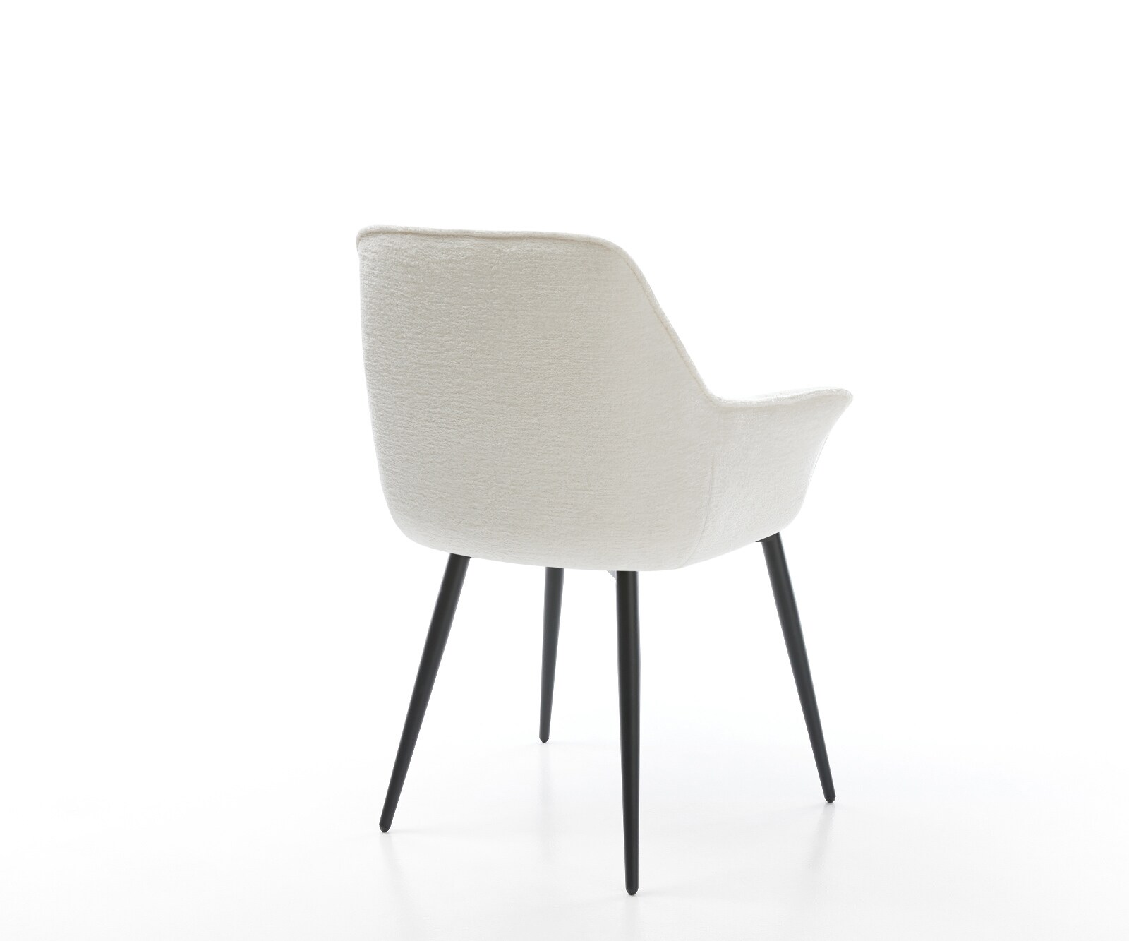 Chaise-de-salle-à-manger Kaira-Flex bouclé doux beige 4 pieds coniques noir 4