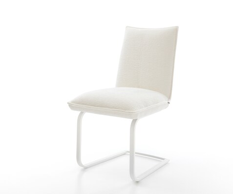 Cantilever Lelio-Flex bouclé doux beige pied cantilever plat blanc resorts ensachés