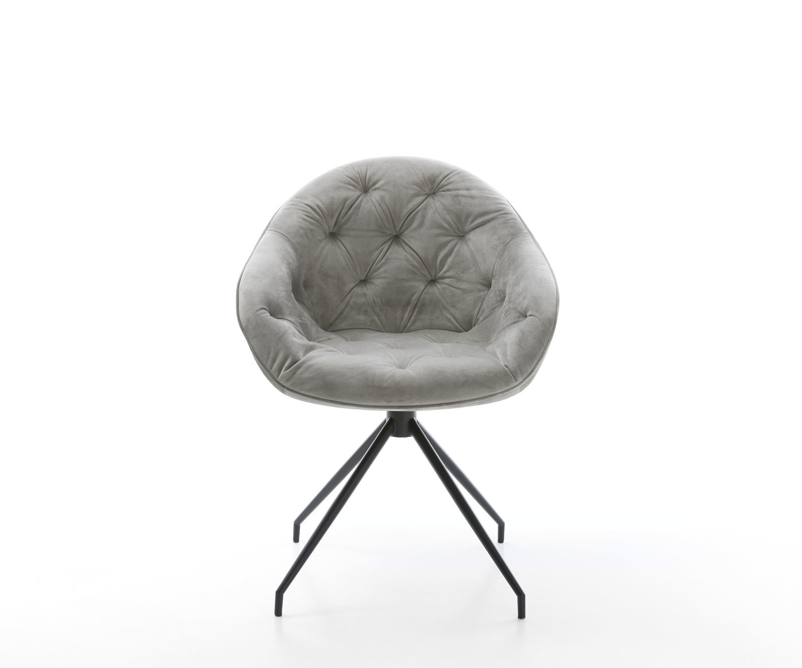 Chaise-de-salle-à-manger Gaio-Flex velours gris pied croisé conique noir 1 Chaise-de-salle-à-manger Gaio-Flex velours gris pied croisé conique noir 1