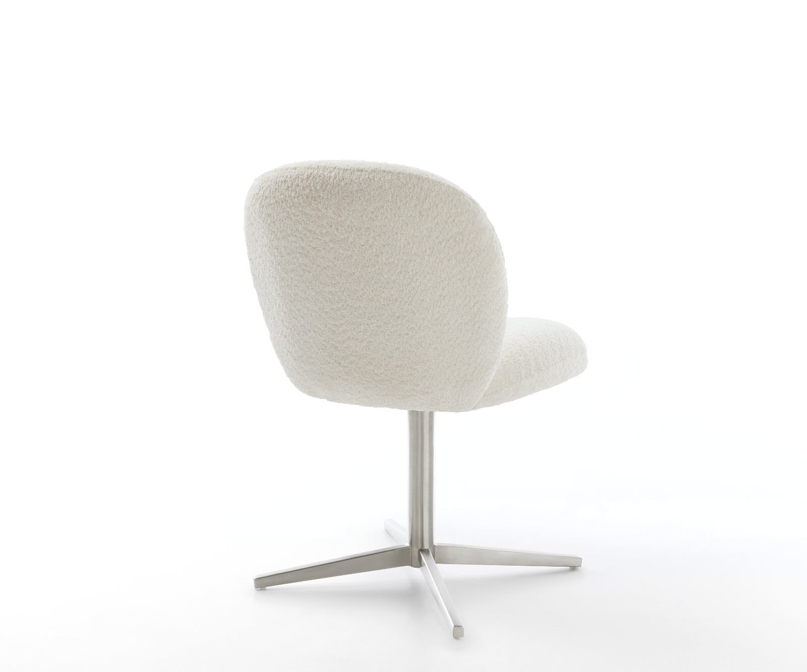Chaise-pivotante Nube-Flex bouclé blanc pied de chaise 4 branches acier inoxydable brossé pivotement sur 360° ressorts ensachés 4 Chaise-pivotante Nube-Flex bouclé blanc pied de chaise 4 branches acier inoxydable brossé pivotement sur 360° ressorts ensachés 4