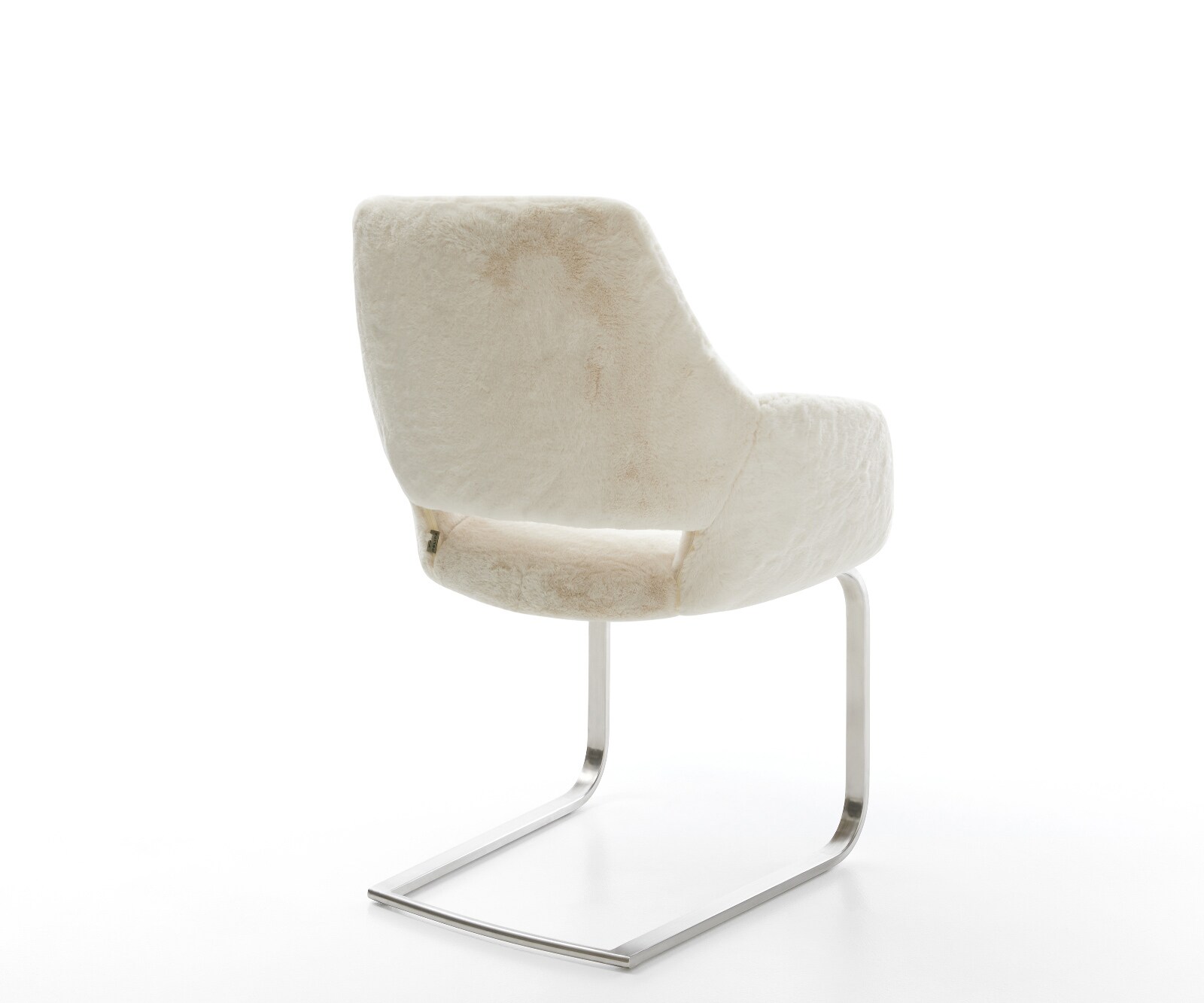 Cantilever Yago-Flex avec accoudoirs peluche crème-blanc pied cantilever plat acier inoxydable resorts ensachés 5