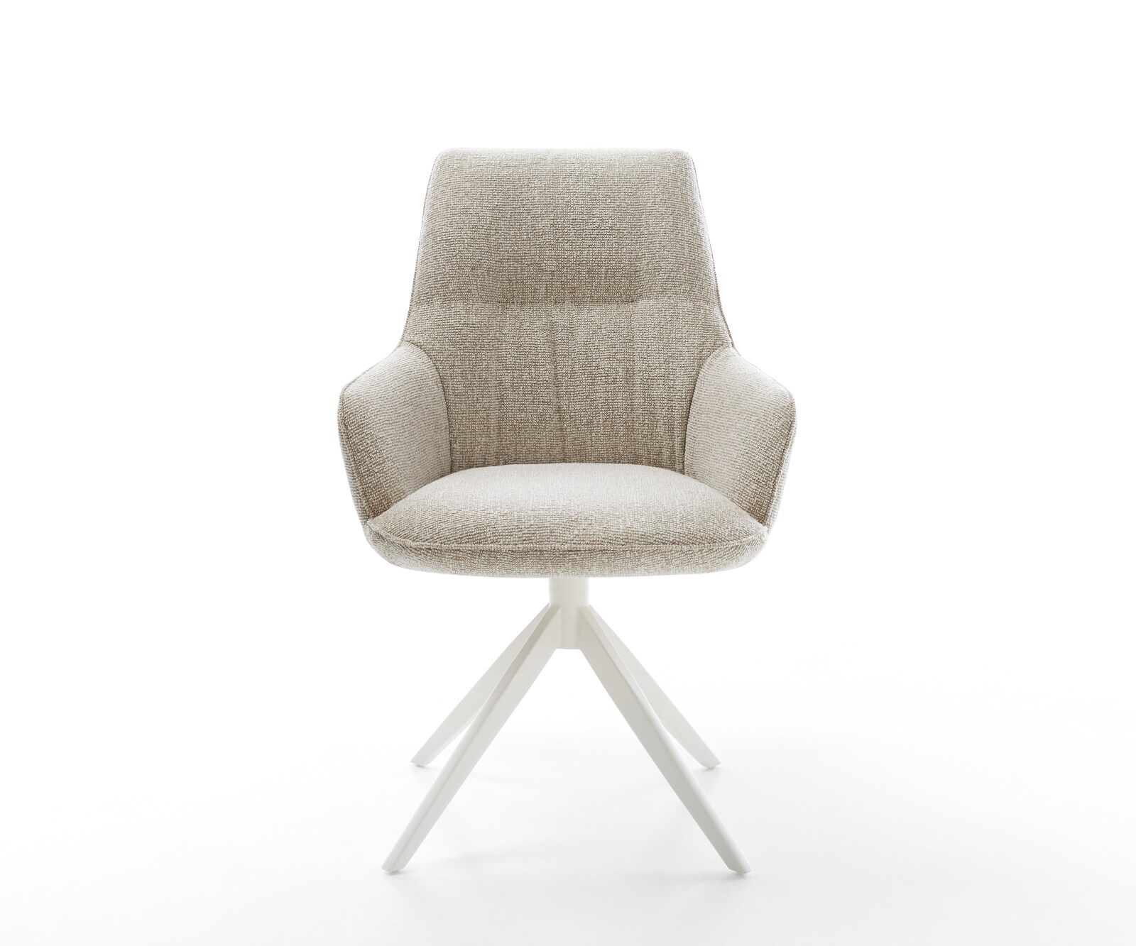 Chaise-pivotante Zelia-Flex avec accoudoirs tissu tissé doux beige pied croisé large blanc pivotement sur 360° fonction bascule resorts ensachés 1