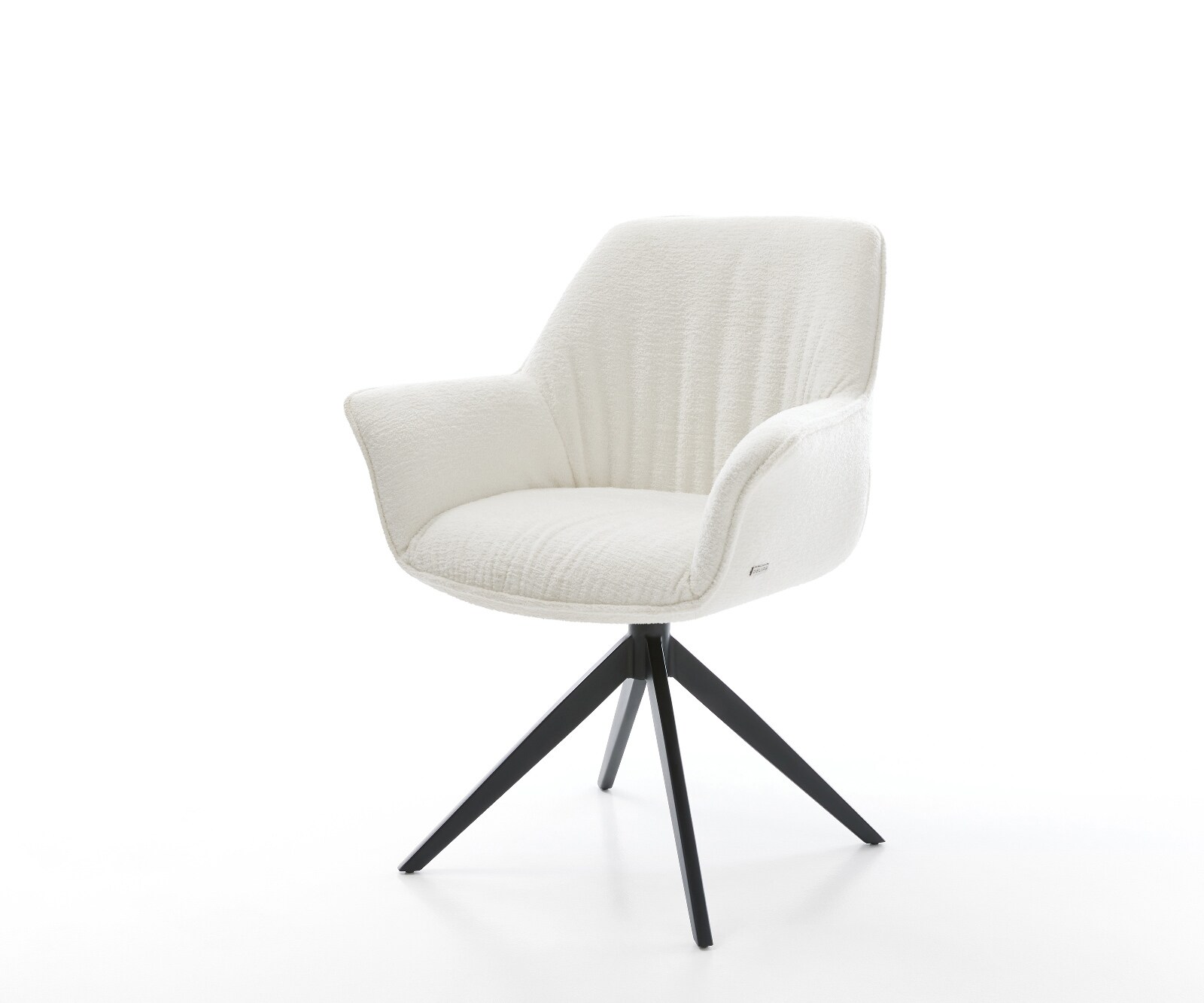 Chaise-pivotante Keila-Flex avec accoudoirs bouclé doux beige pied croisé large noir pivotement sur 360° fonction bascule 1