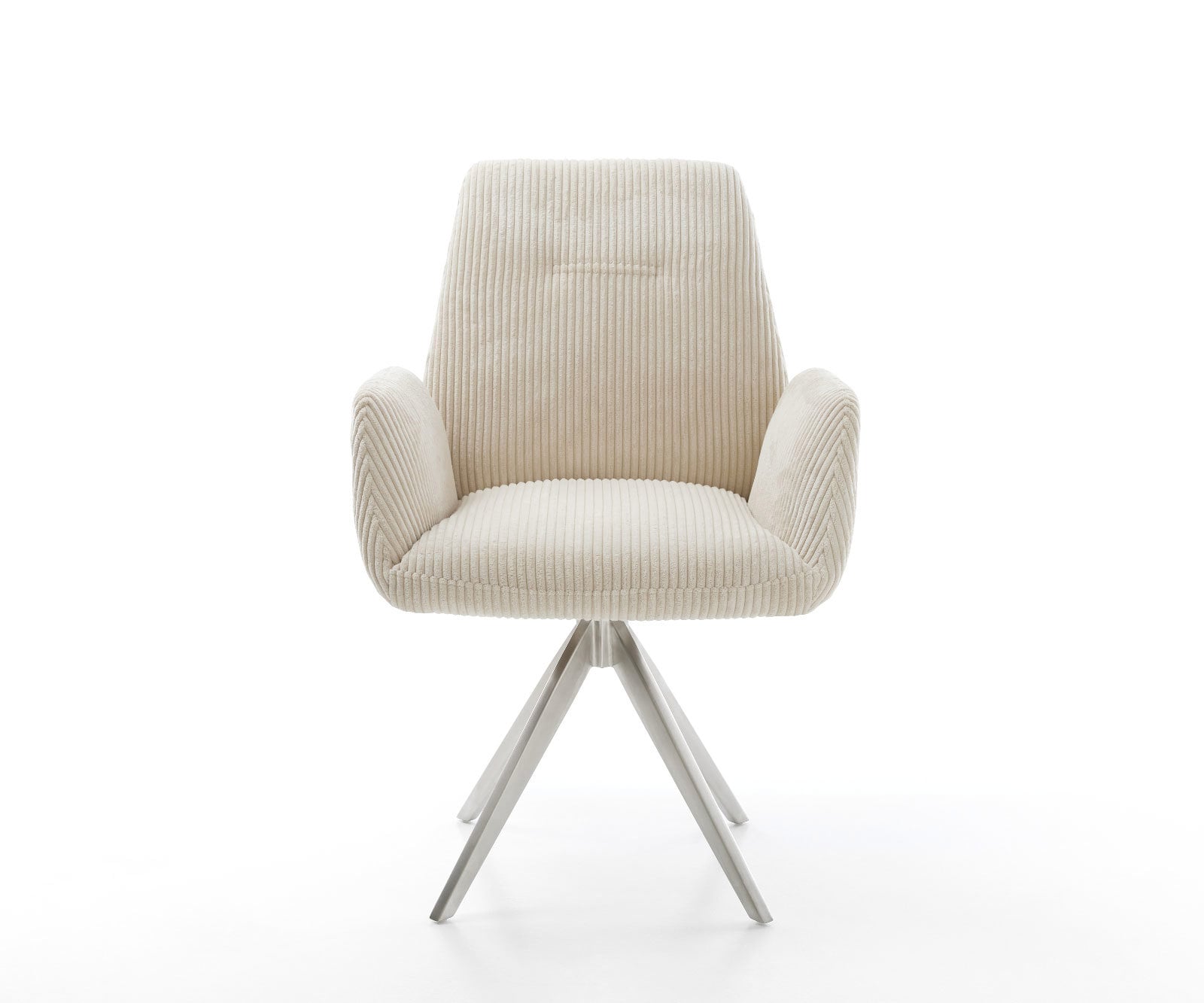 Chaise-de-salle-à-manger Zoa-Flex côtelé beige vintage pied croisé angulaire acier inoxydable brossé ressorts ensachés 1 Chaise-de-salle-à-manger Zoa-Flex côtelé beige vintage pied croisé angulaire acier inoxydable brossé ressorts ensachés 1