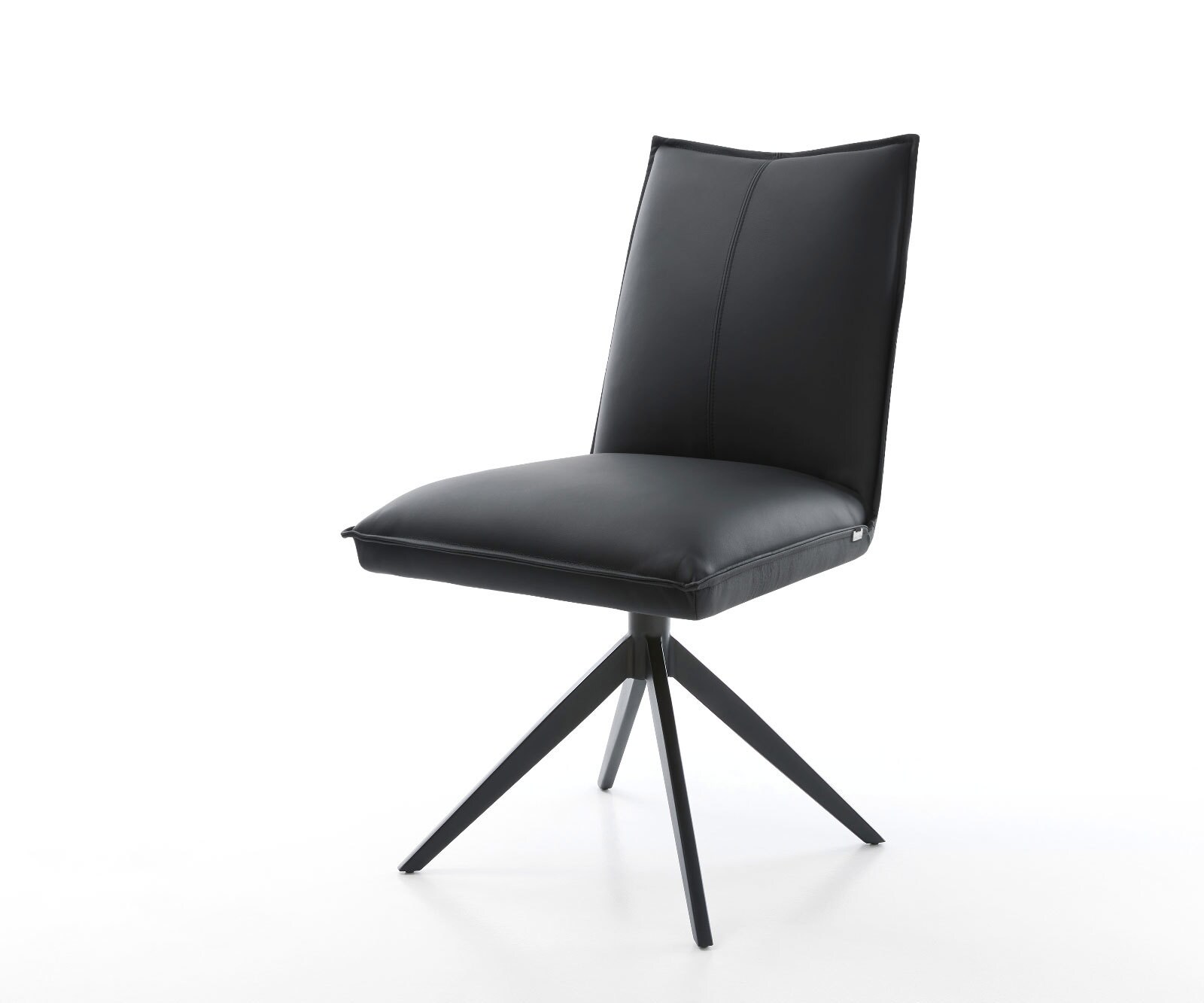Chaise-pivotante Lelio-Flex cuir de vache noir pied croisé large noir pivotement sur 360° fonction bascule ressorts ensachés