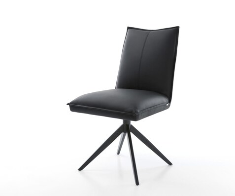 Chaise-pivotante Lelio-Flex cuir de vache noir pied croisé large noir pivotement sur 360° fonction bascule ressorts ensachés