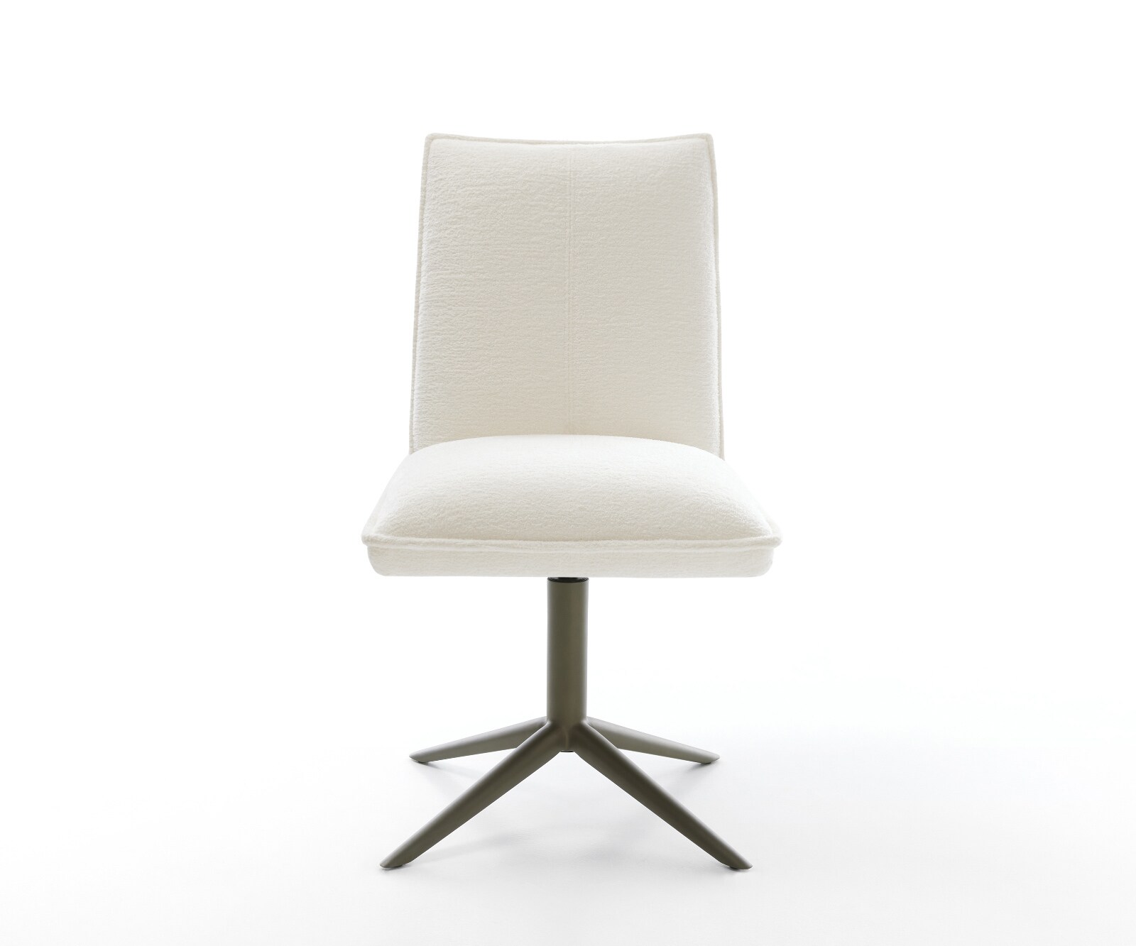 Chaise-pivotante Lelio-Flex bouclé doux beige pied de chaise 4 branches aspect titane pivotement sur 360° fonction bascule resorts ensachés 1