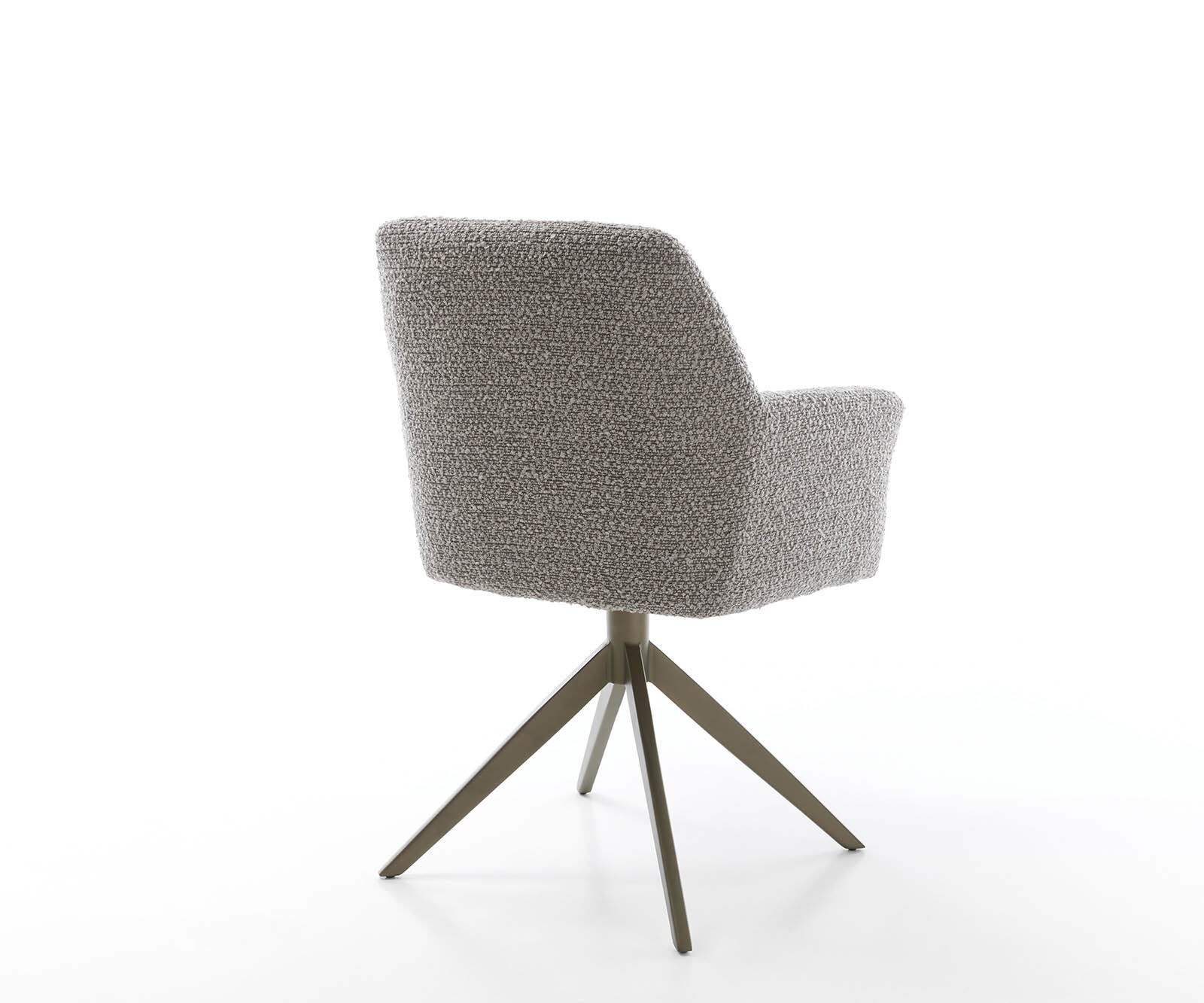 Chaise-pivotante Xana-Flex avec accoudoirs bouclé gris argenté pied croisé large aspect titane pivotement sur 360° ressorts ensachés 4