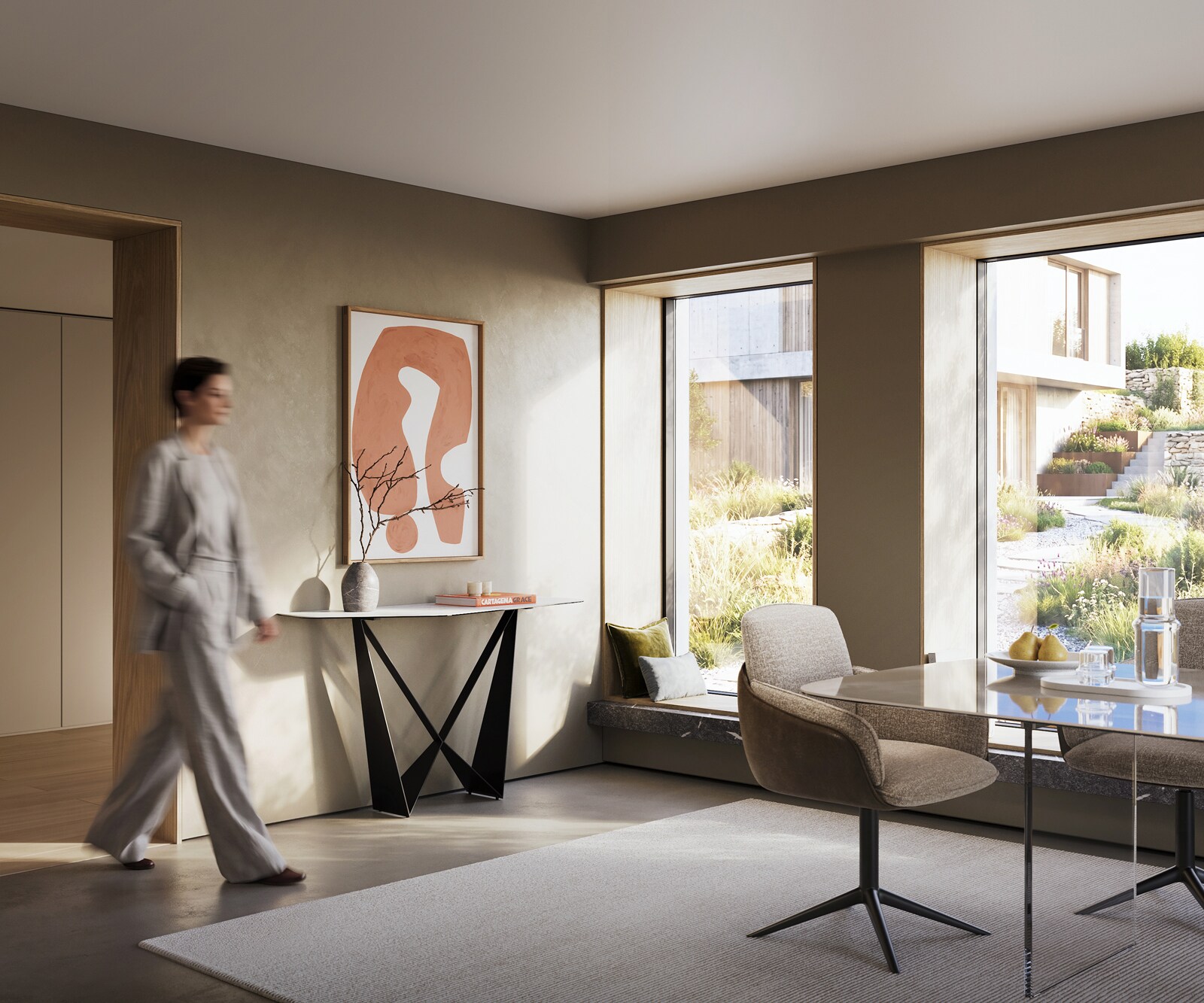 Console Edge Polygonal 140x50 cm Céramique Laminam® Statuarietto Weiß Spios Métal Noir 6