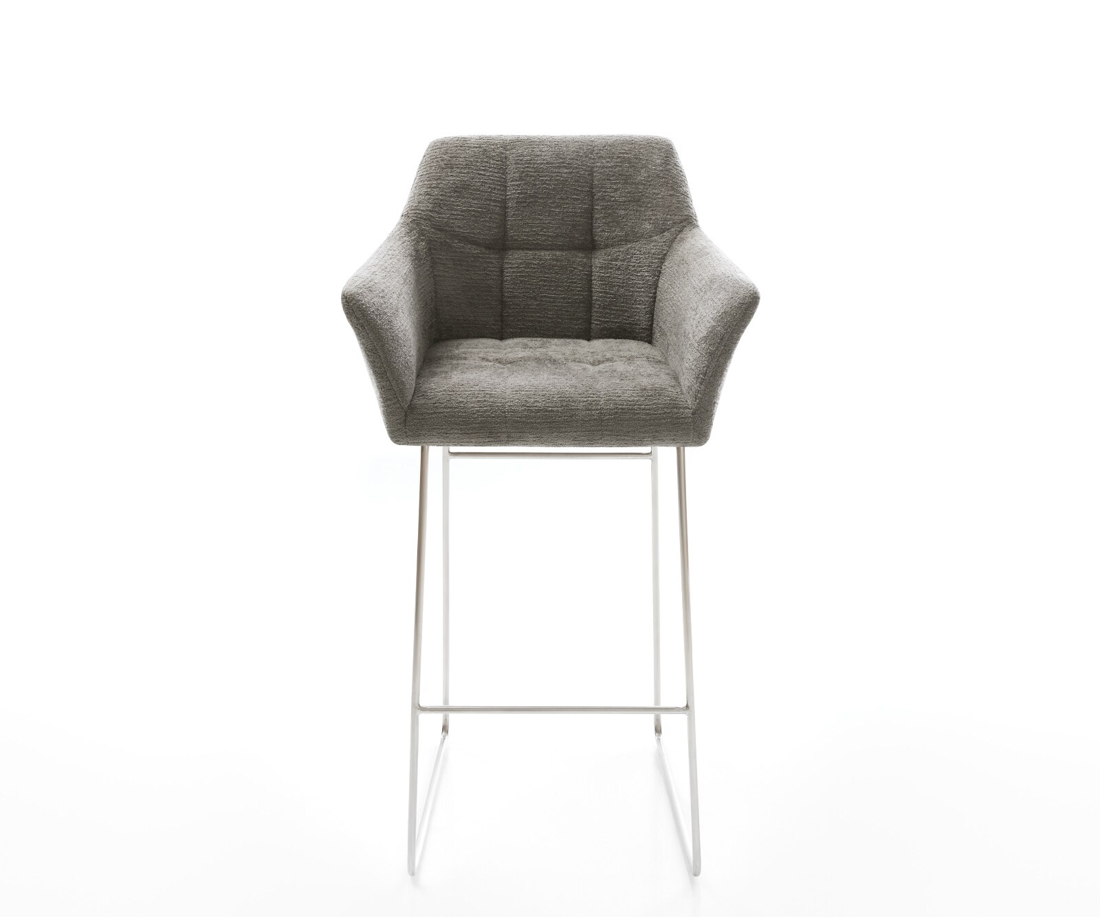 Chaise-de-bar Yulo-Flex Bouclé doux Boue Pied trapèze acier inoxydable Argent 1