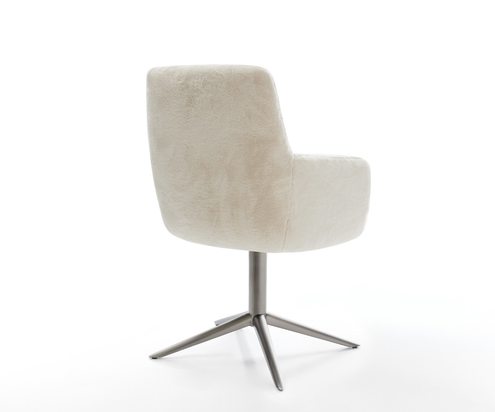 Chaise-pivotante Heira-Flex avec accoudoirs peluche crème-blanc pied de chaise 4 branches grafiete pivotement sur 360° fonction bascule resorts ensachés 5