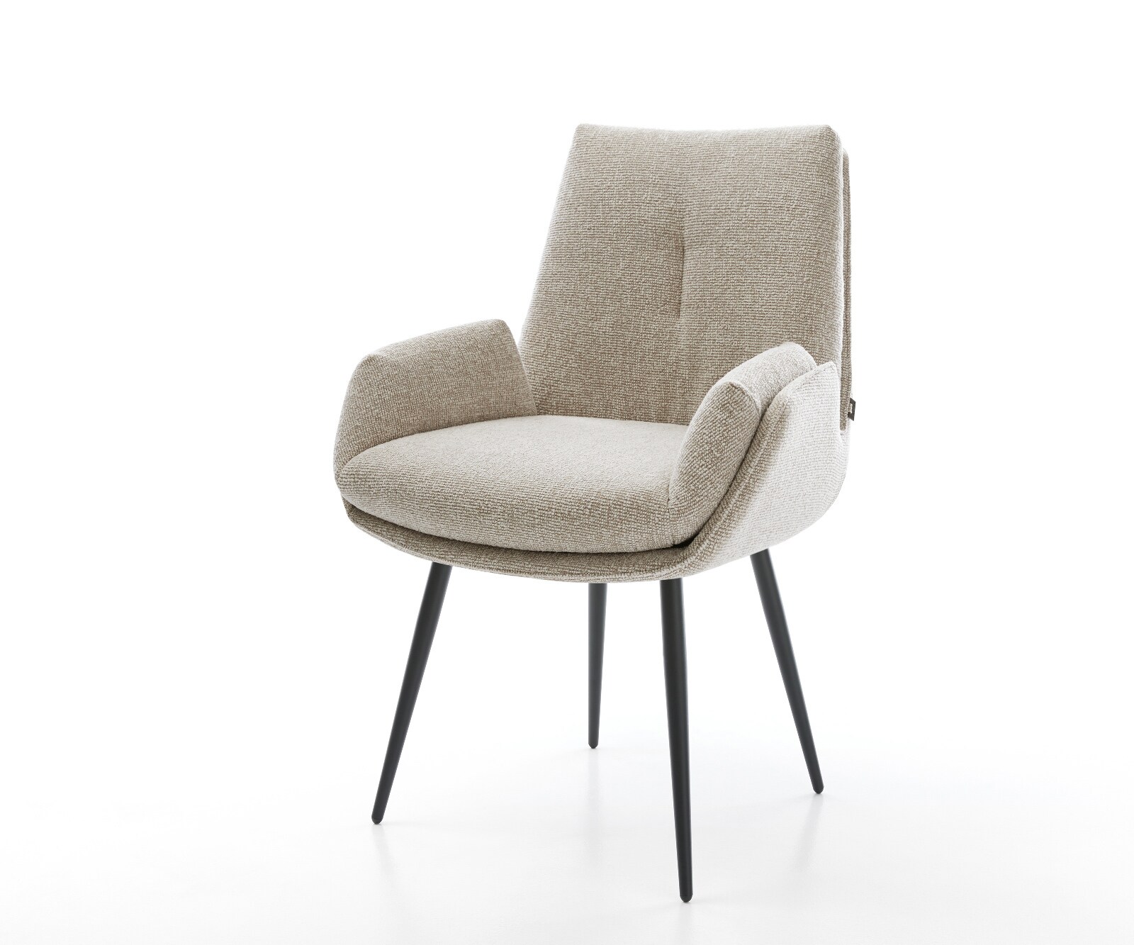 Chaise-de-salle-à-manger Clea-Flex tissu tissé doux beige 4 pieds coniques noir 1