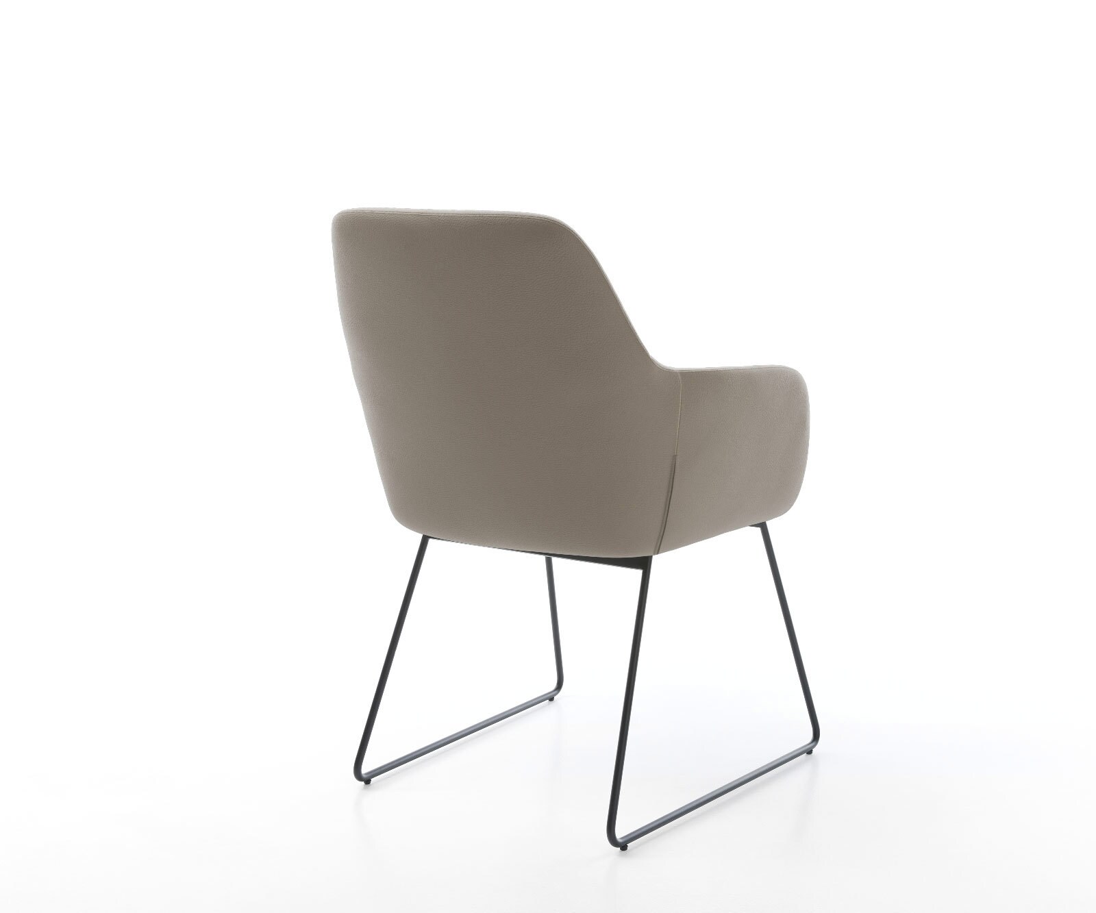 Chaise-de-salle-à-manger Pejo-Flex cuir de vache couleur boue pied trapèze noir ressorts ensachés 5