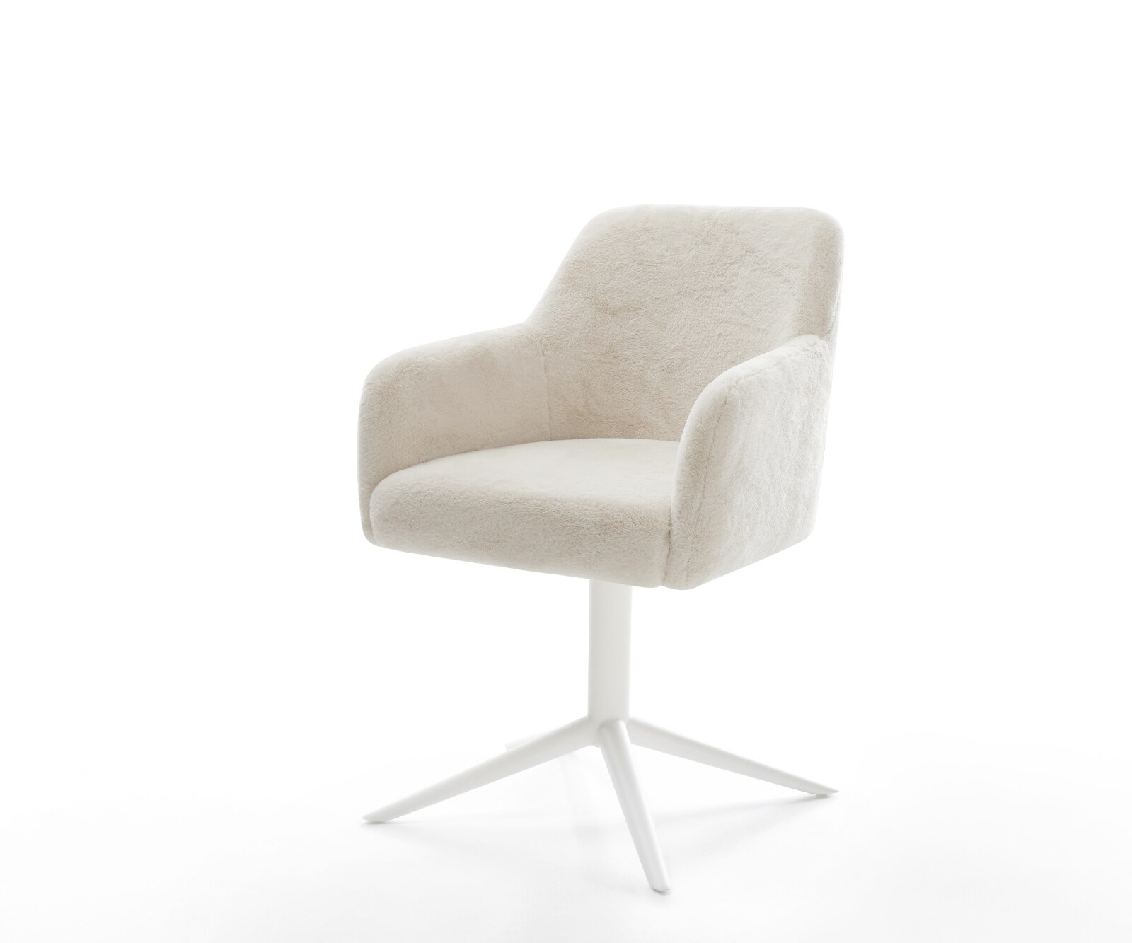 Chaise-pivotante Greg-Flex peluche crème-blanc pied de chaise 4 branches blanc pivotement sur 360° fonction bascule resorts ensachés 1