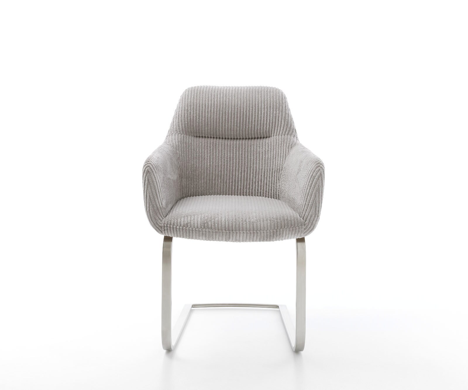 Cantilever Pejo-Flex côtelé gris argenté pied cantilever plat acier inoxydable brossé ressorts ensachés 1