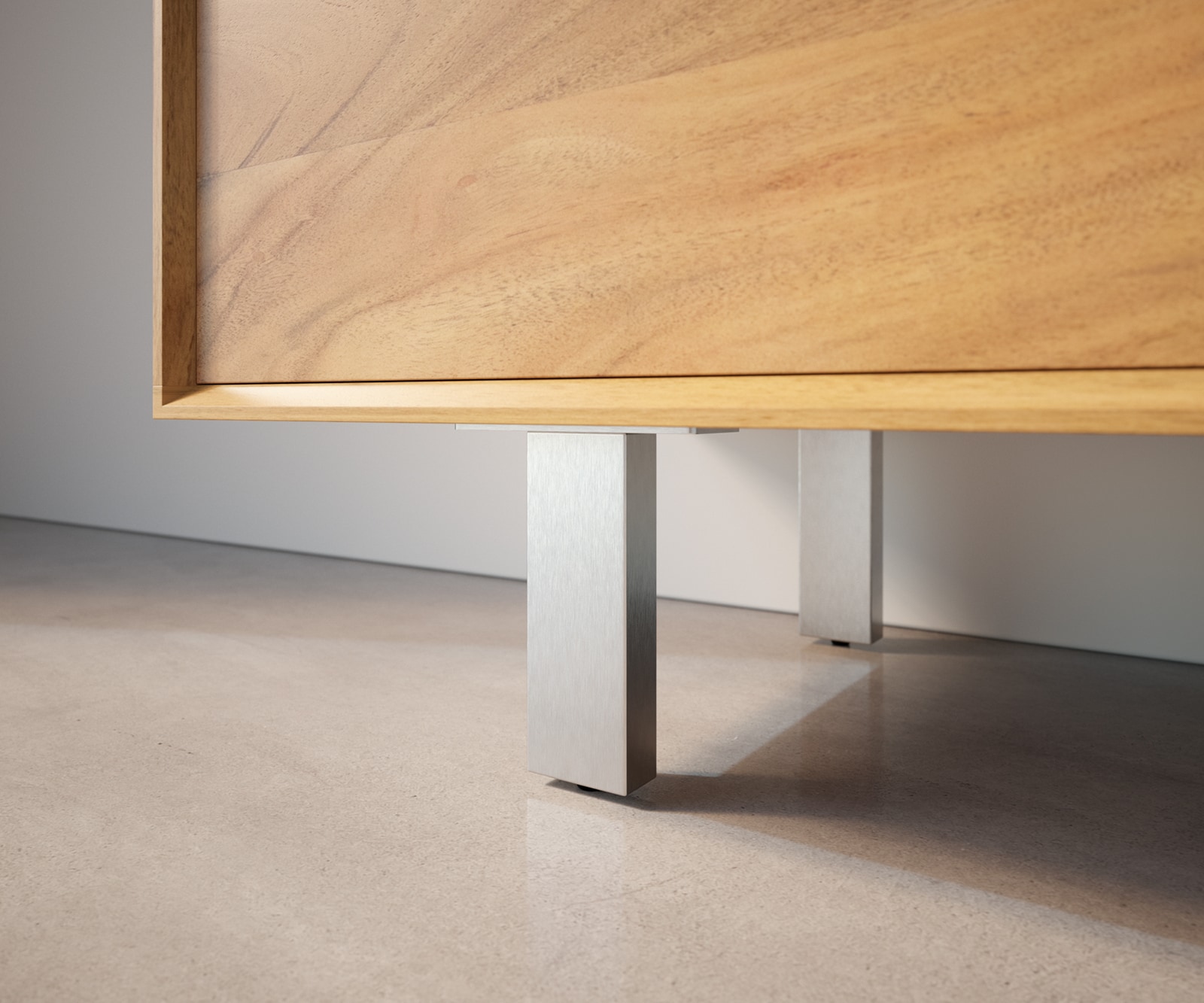 Pied-carré 15 cm inox brossé pour tous types de meubles (set de 4) 1 Pied-carré 15 cm inox brossé pour tous types de meubles (set de 4) 1