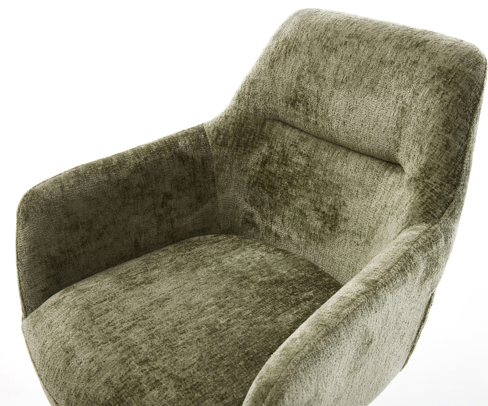 Chaise-pivotante Pejo-Flex chenille olive pied de chaise 4 branches noir pivotement sur 360° fonction bascule ressorts ensachés 4