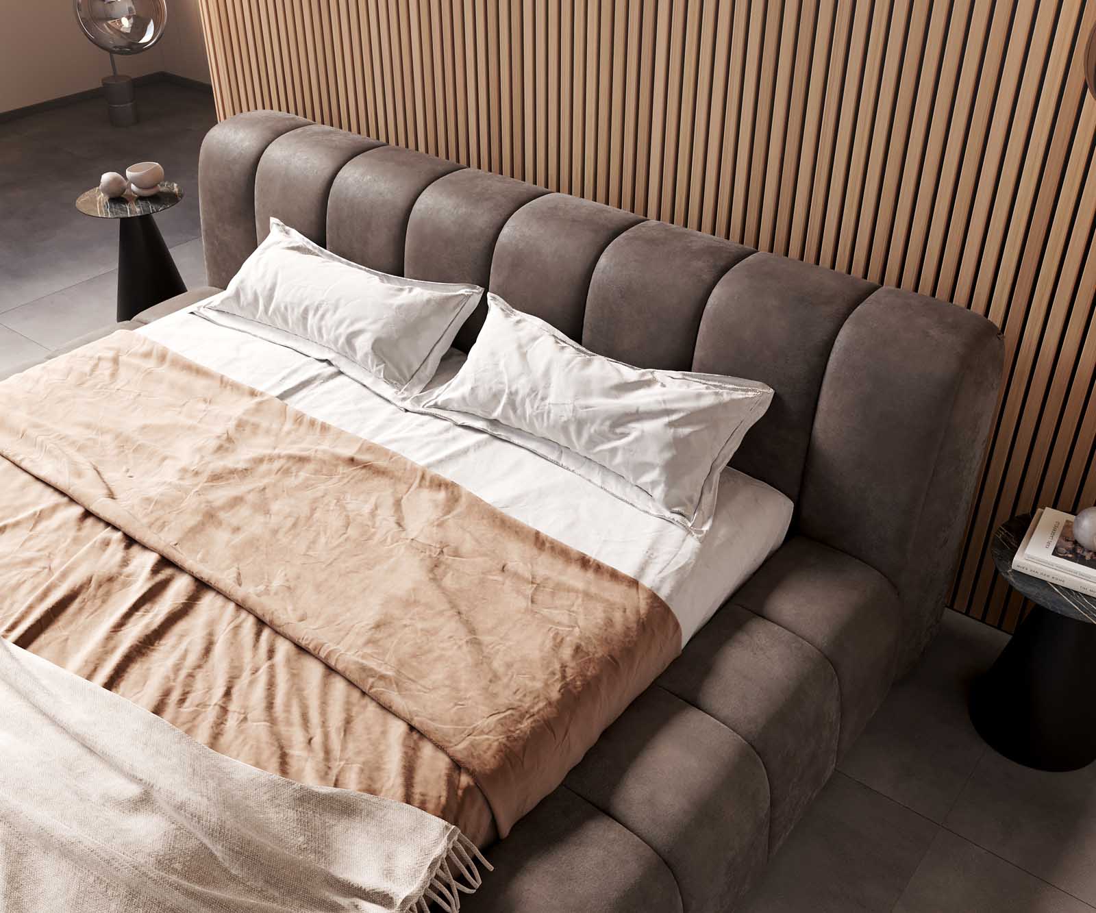 Sommier-rembourré Cutio 180x200 cm microfibre taupe vintage 4