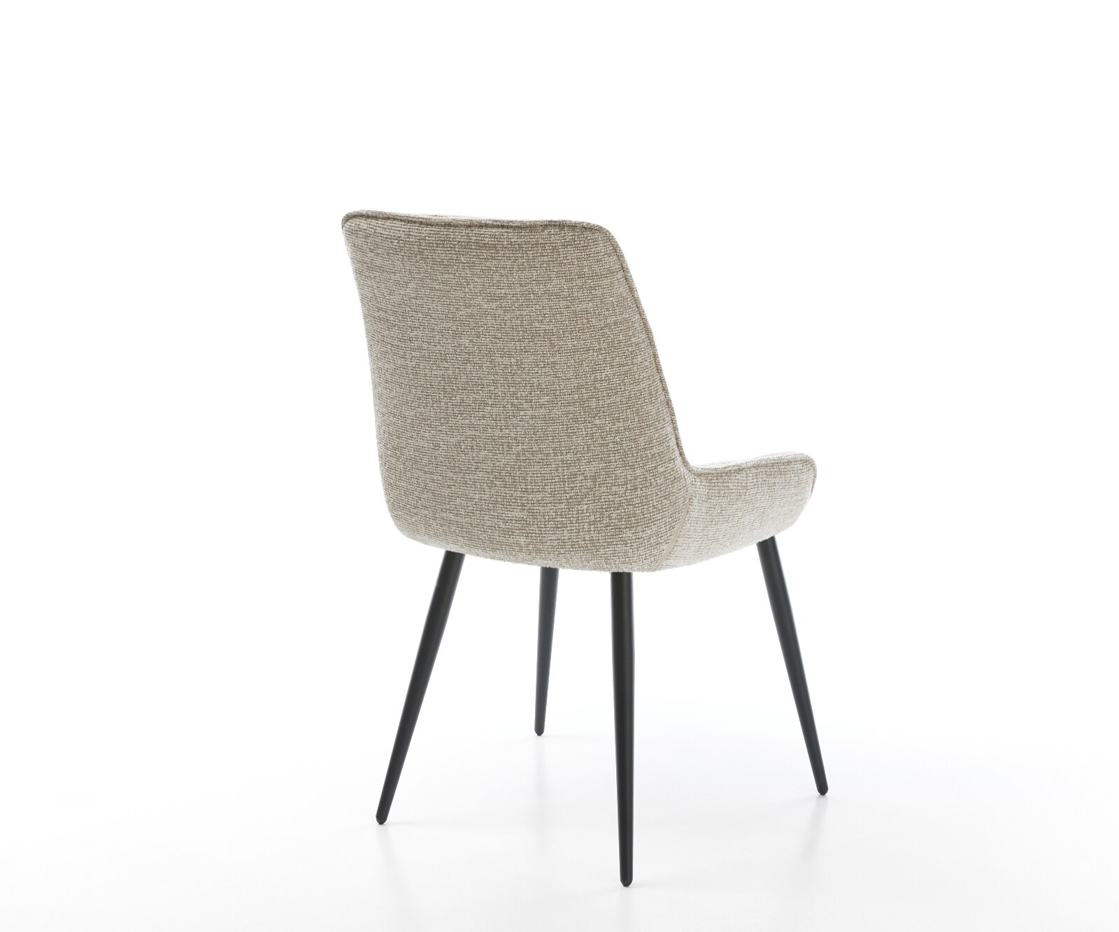 Chaise-de-salle-à-manger Taimi-Flex tissu tissé doux beige 4 pieds coniques noir 5