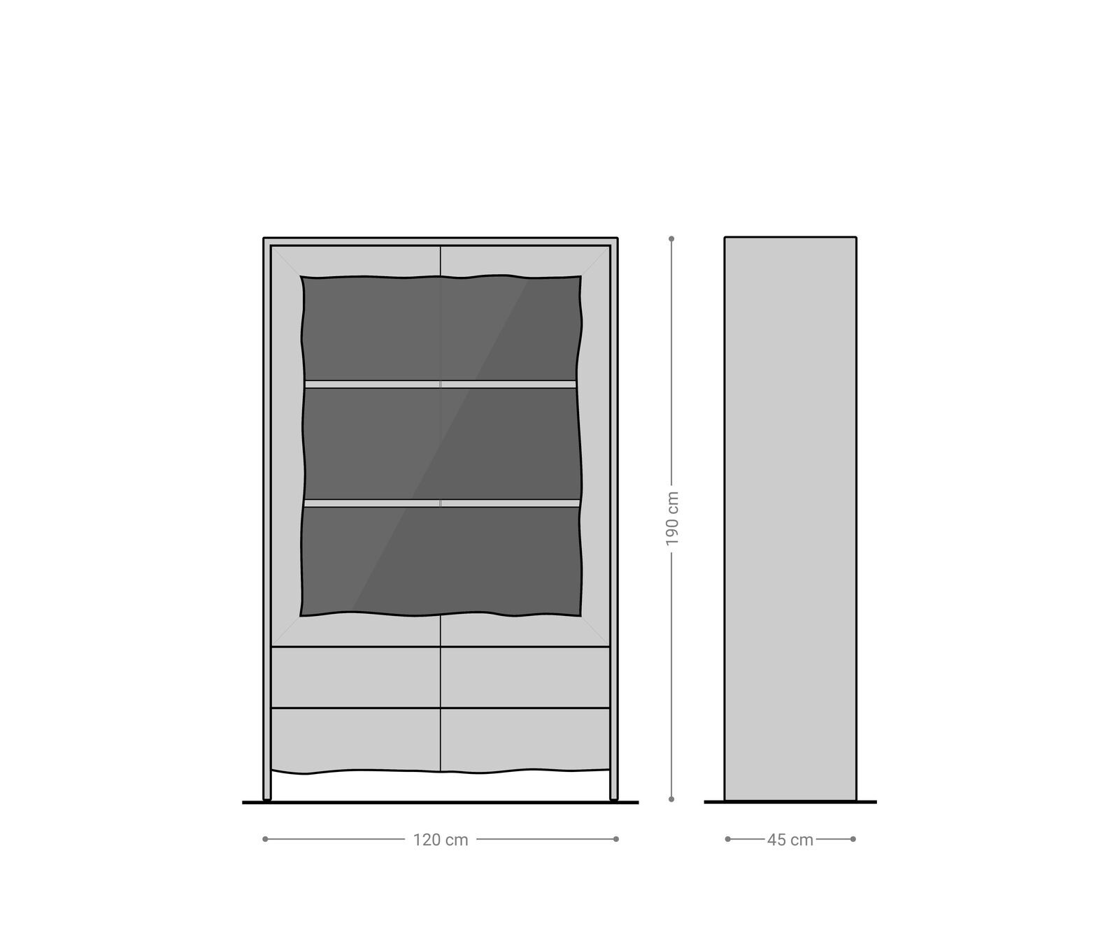 Vitrine Live-Edge 120x190 cm Acacia Naturel 2 portes 4 tiroirs Massif 9