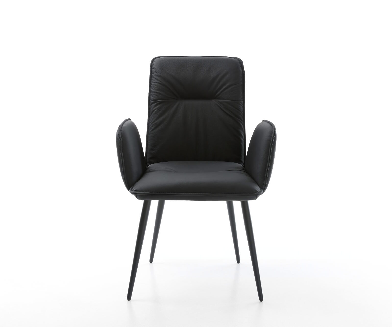 Chaise-de-salle-à-manger Vinja-Flex cuir de vache noir 4 pieds coniques noir 1 Chaise-de-salle-à-manger Vinja-Flex cuir de vache noir 4 pieds coniques noir 1