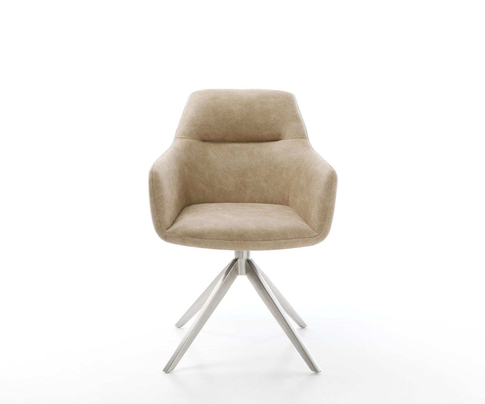 Chaise-pivotante Pejo-Flex microvelours beige vintage pied croisé large acier inoxydable brossé pivotement sur 360° fonction bascule ressorts ensachés 1 Chaise-pivotante Pejo-Flex microvelours beige vintage pied croisé large acier inoxydable brossé pivotement sur 360° fonction bascule ressorts ensachés 1