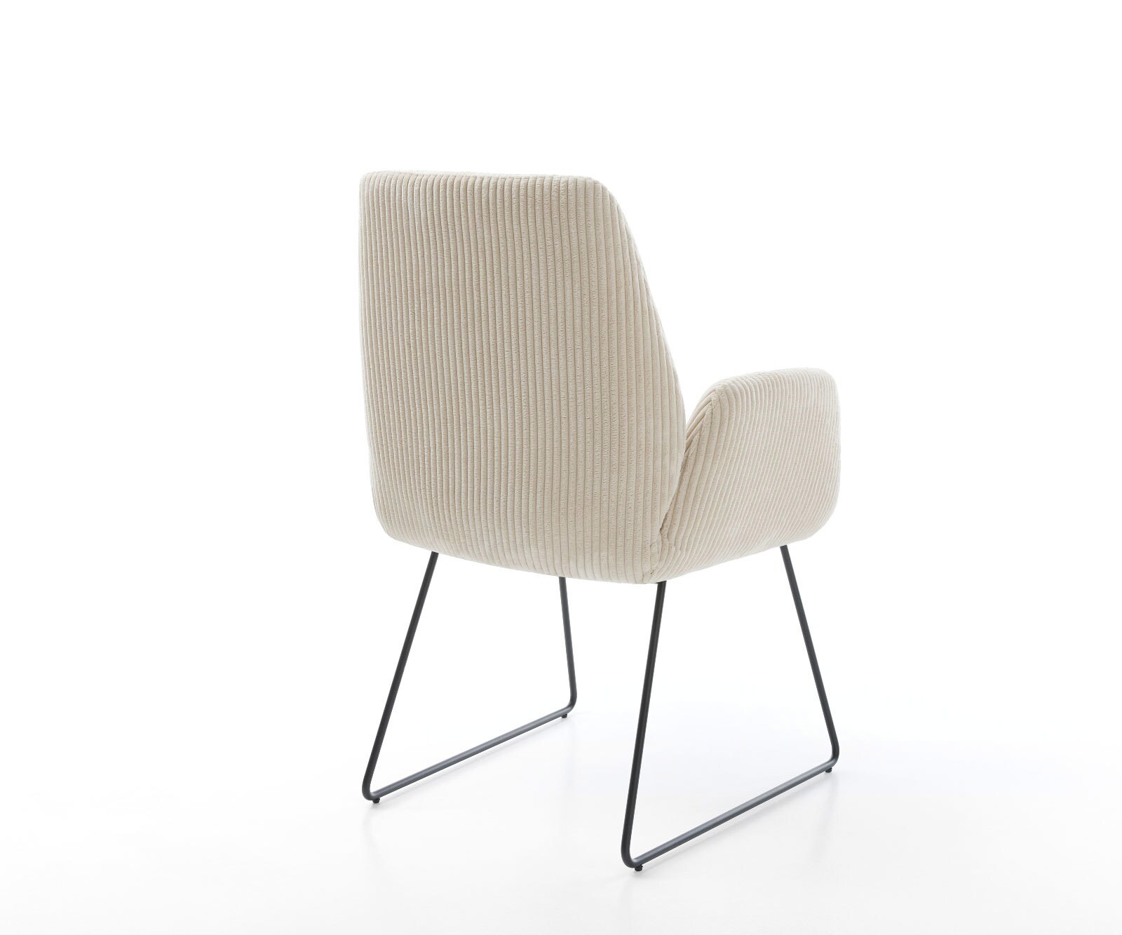 Chaise-de-salle-à-manger Zoa-Flex côtelé beige vintage pied trapèze noir ressorts ensachés 4