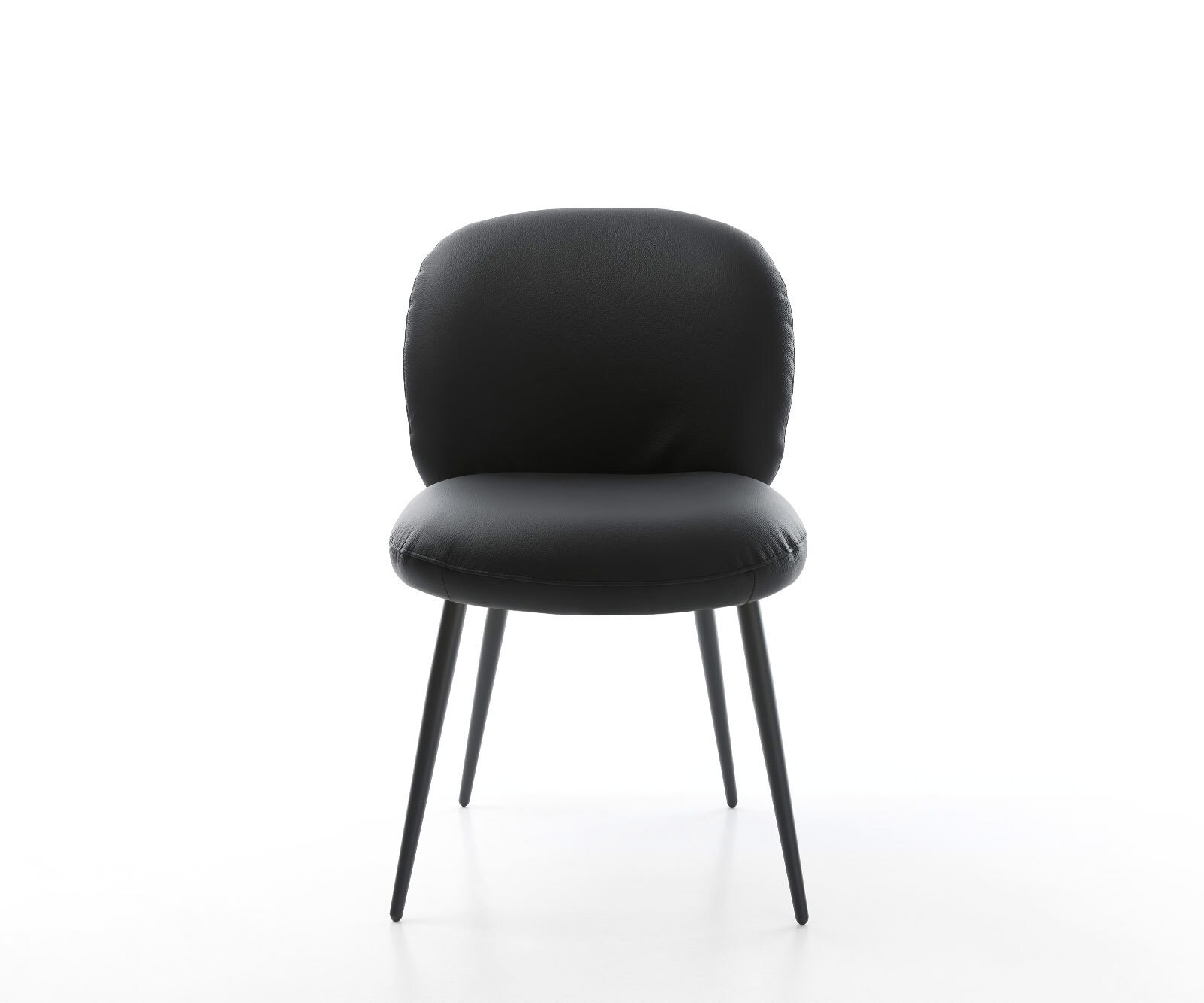 Chaise-de-salle-à-manger Nube-Flex cuir de vache noir 4 pieds coniques noir ressorts ensachés 1 Chaise-de-salle-à-manger Nube-Flex cuir de vache noir 4 pieds coniques noir ressorts ensachés 1