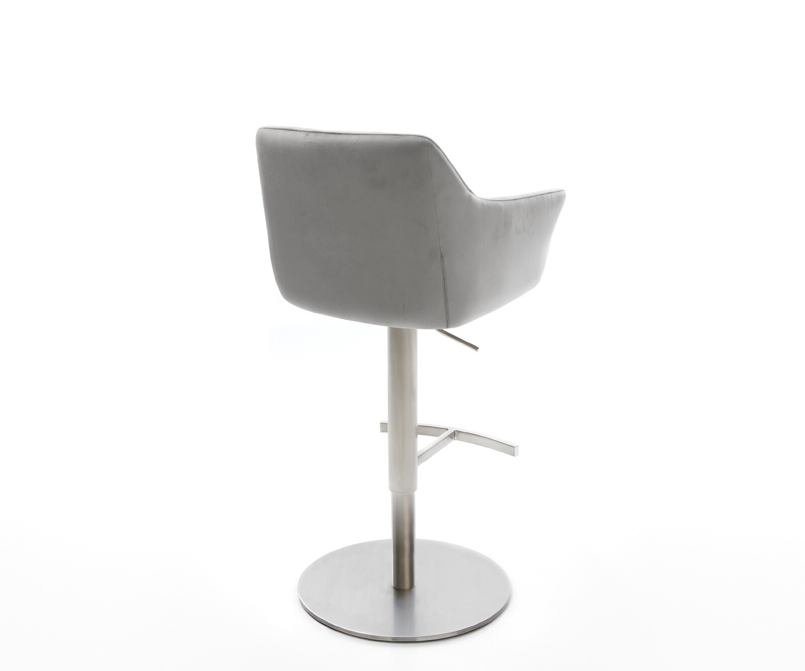 Chaise-de-bar Yulo-Flex velours gris pied pivotant réglable en hauteur acier inoxydable 5