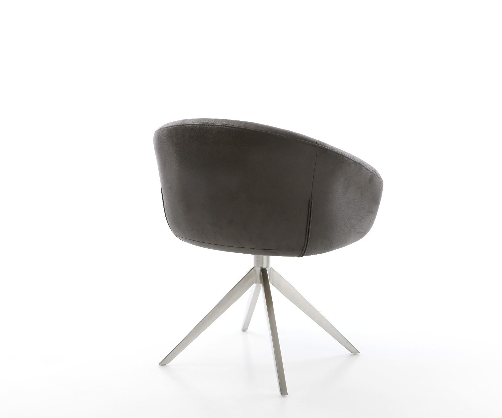 Chaise-pivotante Vinka-Flex microvelours anthracite vintage pied croisé large acier inoxydable brossé pivotement sur 360° fonction bascule ressorts ensachés 4