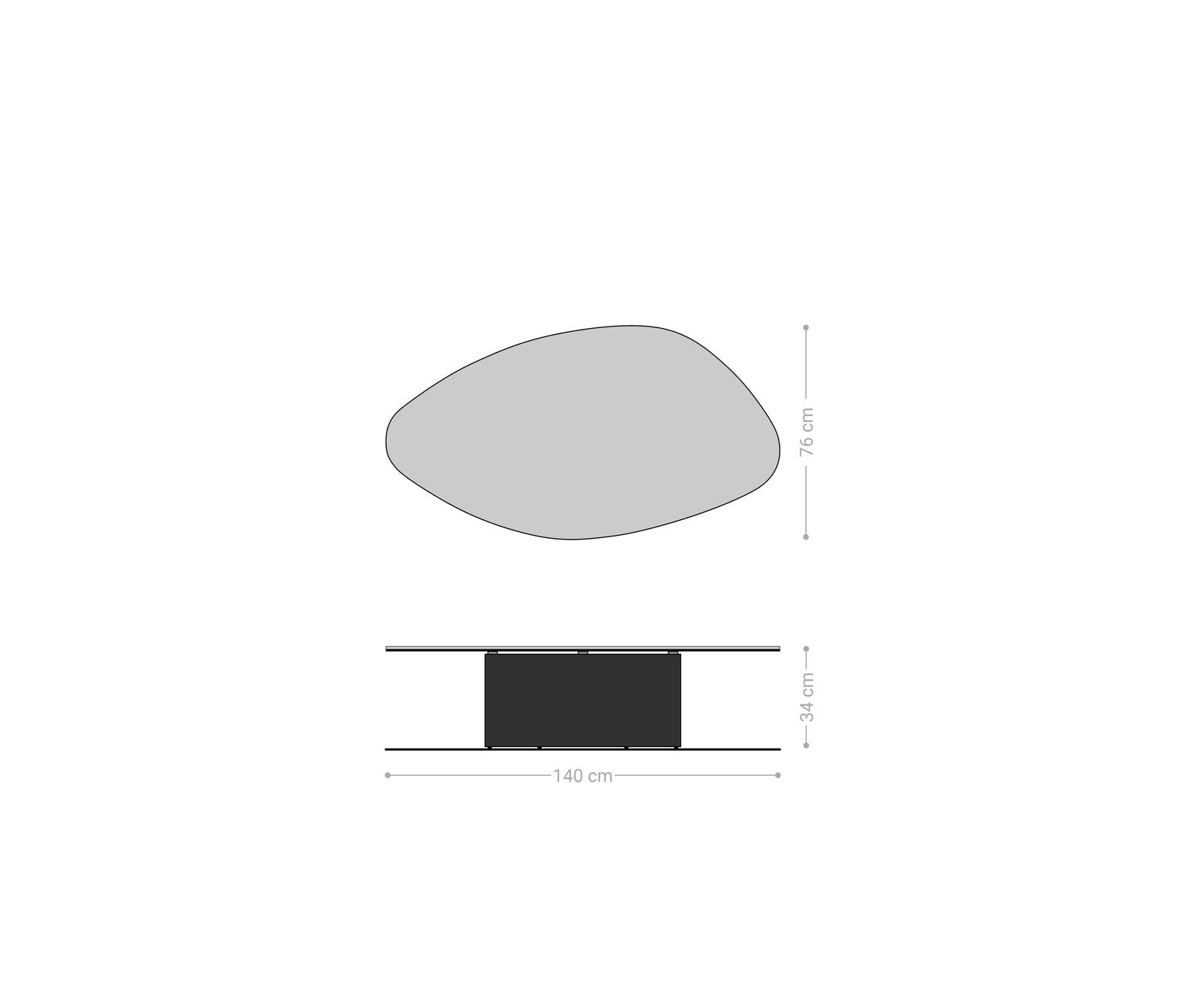 Table basse Edge Organique 140x76 cm céramique Laminam® Noir Desir brun Salto métal noir 8