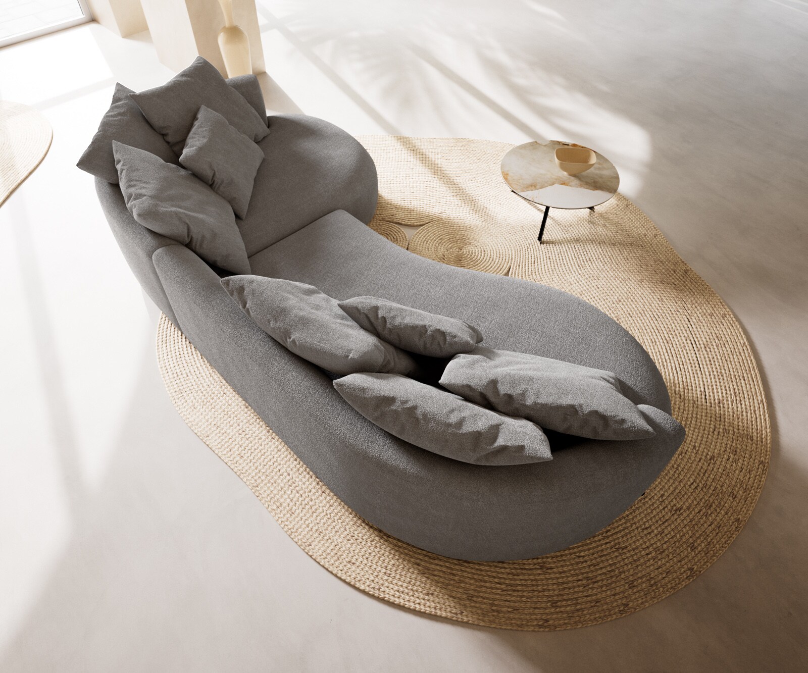 Grand-canapé Edina 330 x 170 cm, tissu structuré gris clair 5