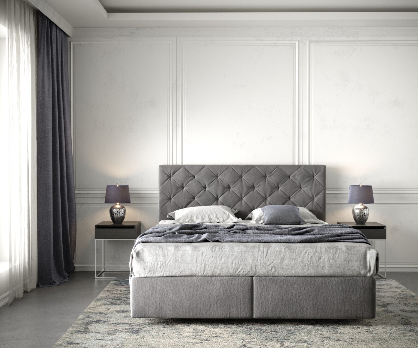 Lit-à-sommier-tapissier Dream-Great 160x200 cm en microfibre taupe 1