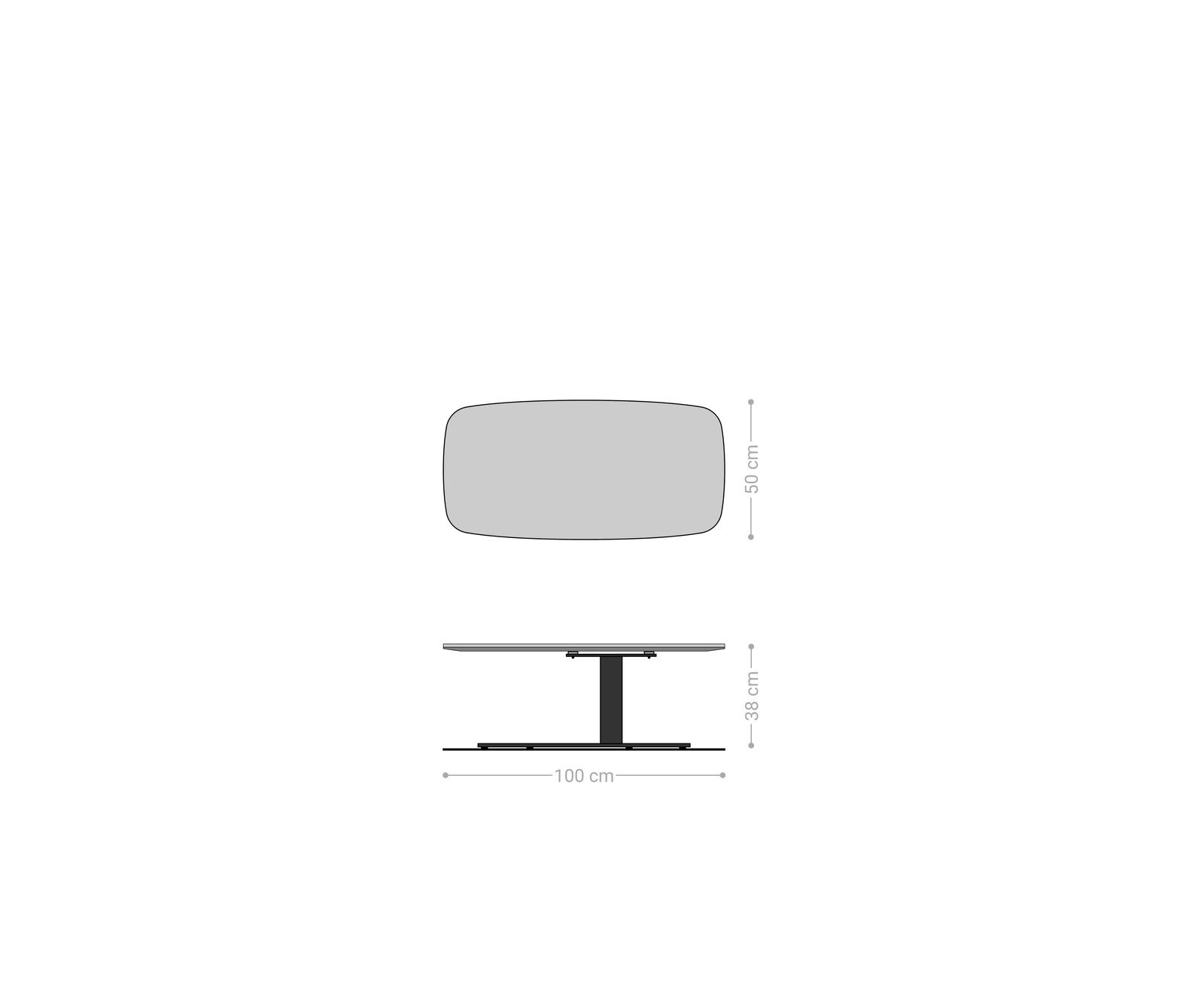 Table basse Edge forme bateau 100x50 cm céramique Onyx Champagne Vibany métal finition effet titane 7