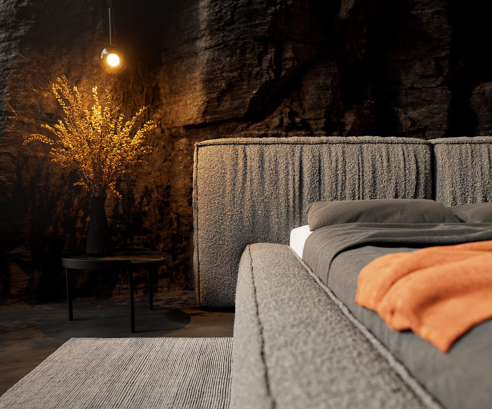 Sommier-rembourré Coperti 140x200 cm Bouclé gris argenté 4