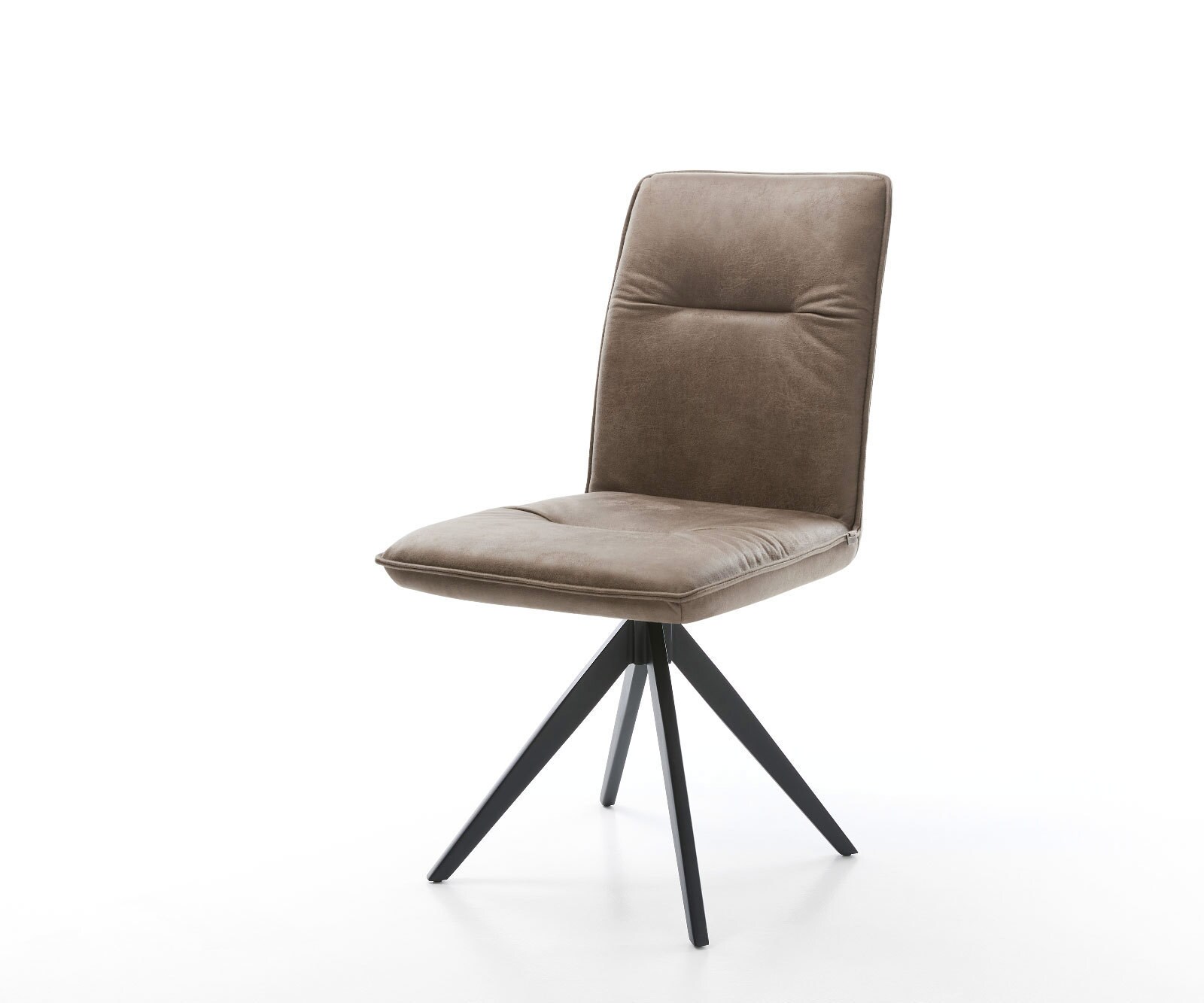 Chaise-de-salle-à-manger Vinjo-Flex microvelours taupe vintage pied croisé angulaire noir