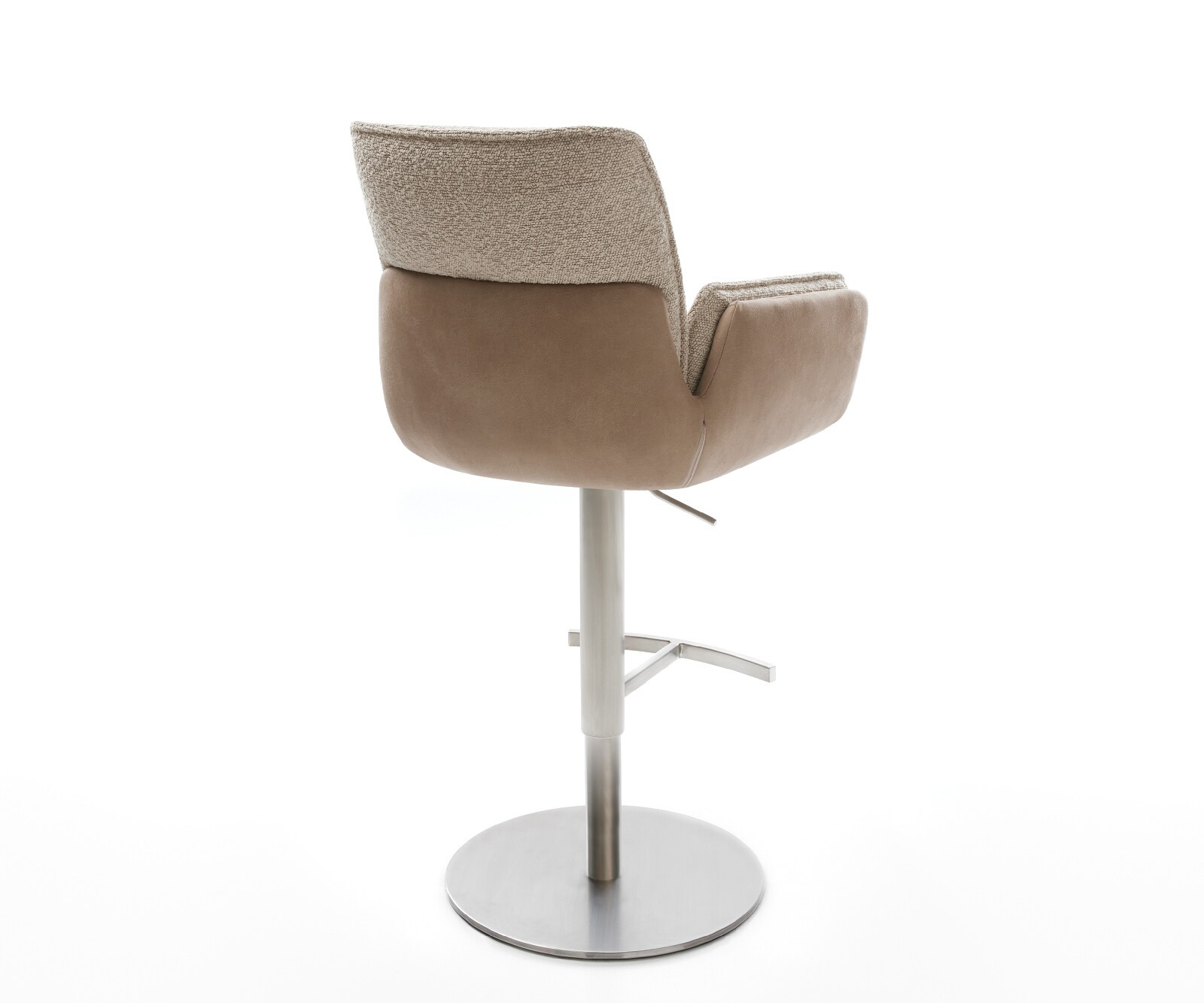 Chaise-de-bar Nela-Flex mélange de matériaux boue pied pivotant réglable en hauteur acier inoxydable pivotant ressorts ensachés 4